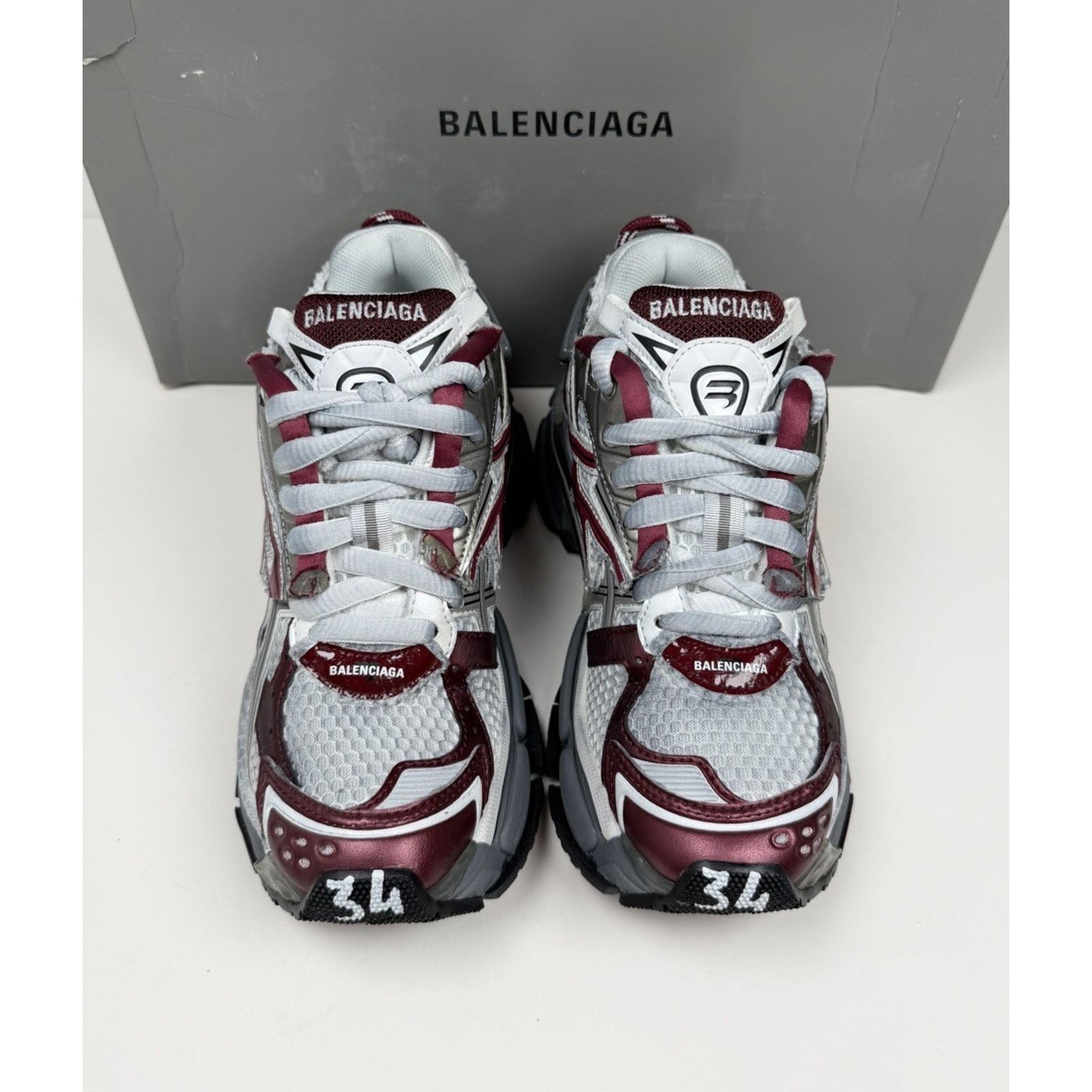 Balenciaga Size 34EU/4W - Balenciaga Runner Sneakers Burgundy NEW Size US 4 / IT 34 - 3 Thumbnail