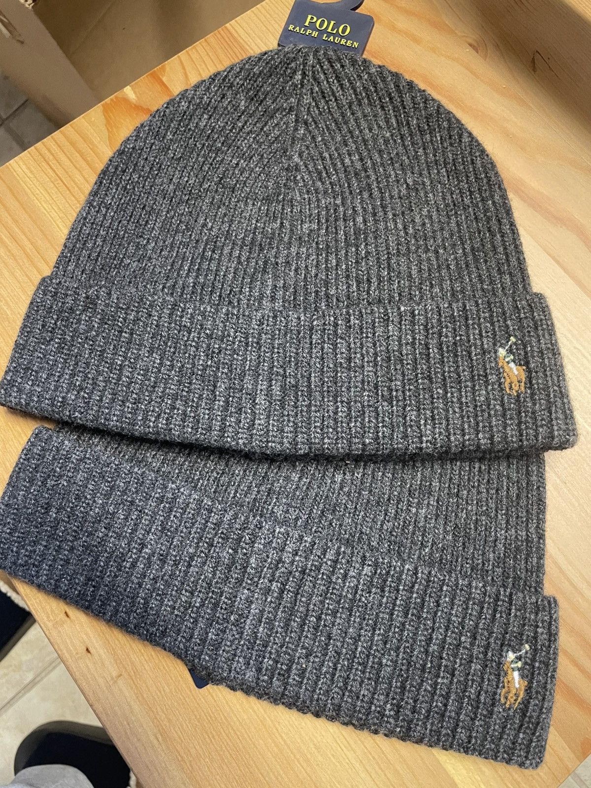 Polo Ralph Lauren Polo Ralph Lauren Beanie Dark Grey Hat RL Knit Wool NWT Size ONE SIZE - 9 Thumbnail
