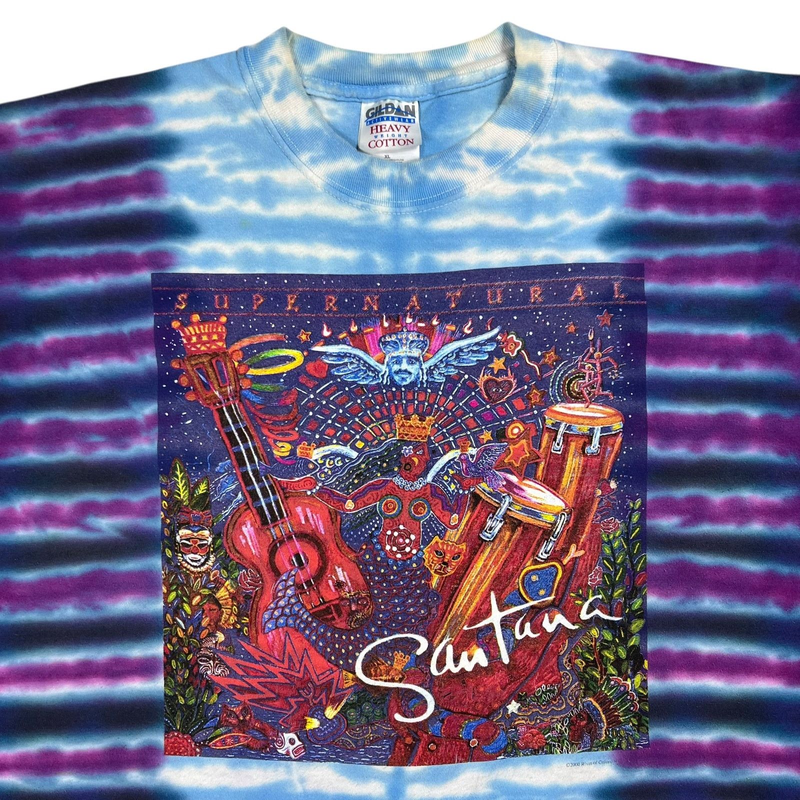 Band Tees × Gildan × Vintage Vintage 2000 Santana Supernatural album tie dye band tee (L) Size US XL / EU 56 / 4 - 2 Thumbnail