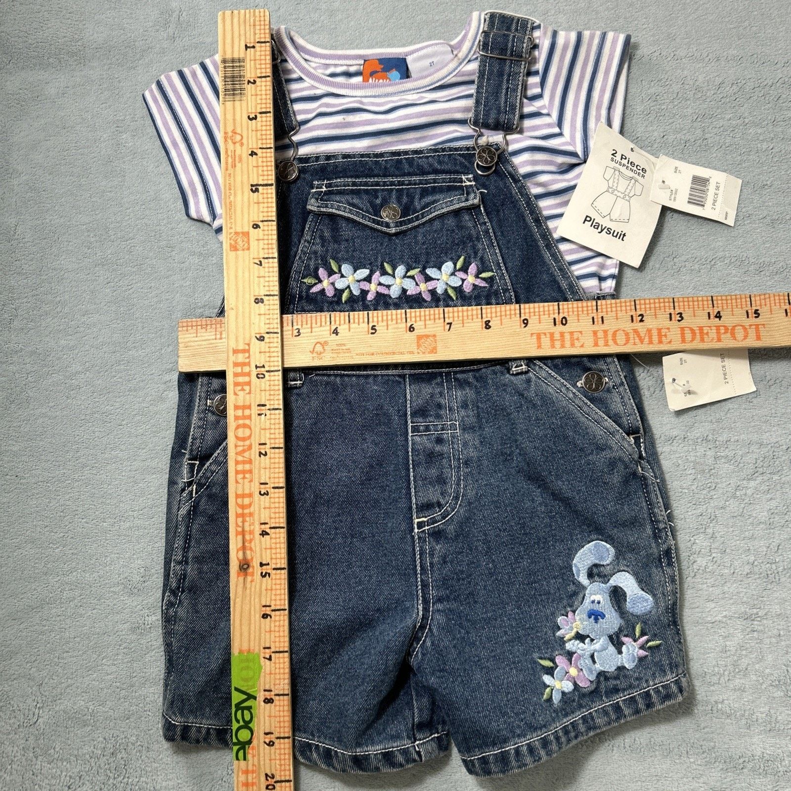 Nickelodeon Nick Jr Blues Clues 2 Piece Overalls Baby Toddler 24M 2T Size S / US 4 / IT 40 - 9 Thumbnail