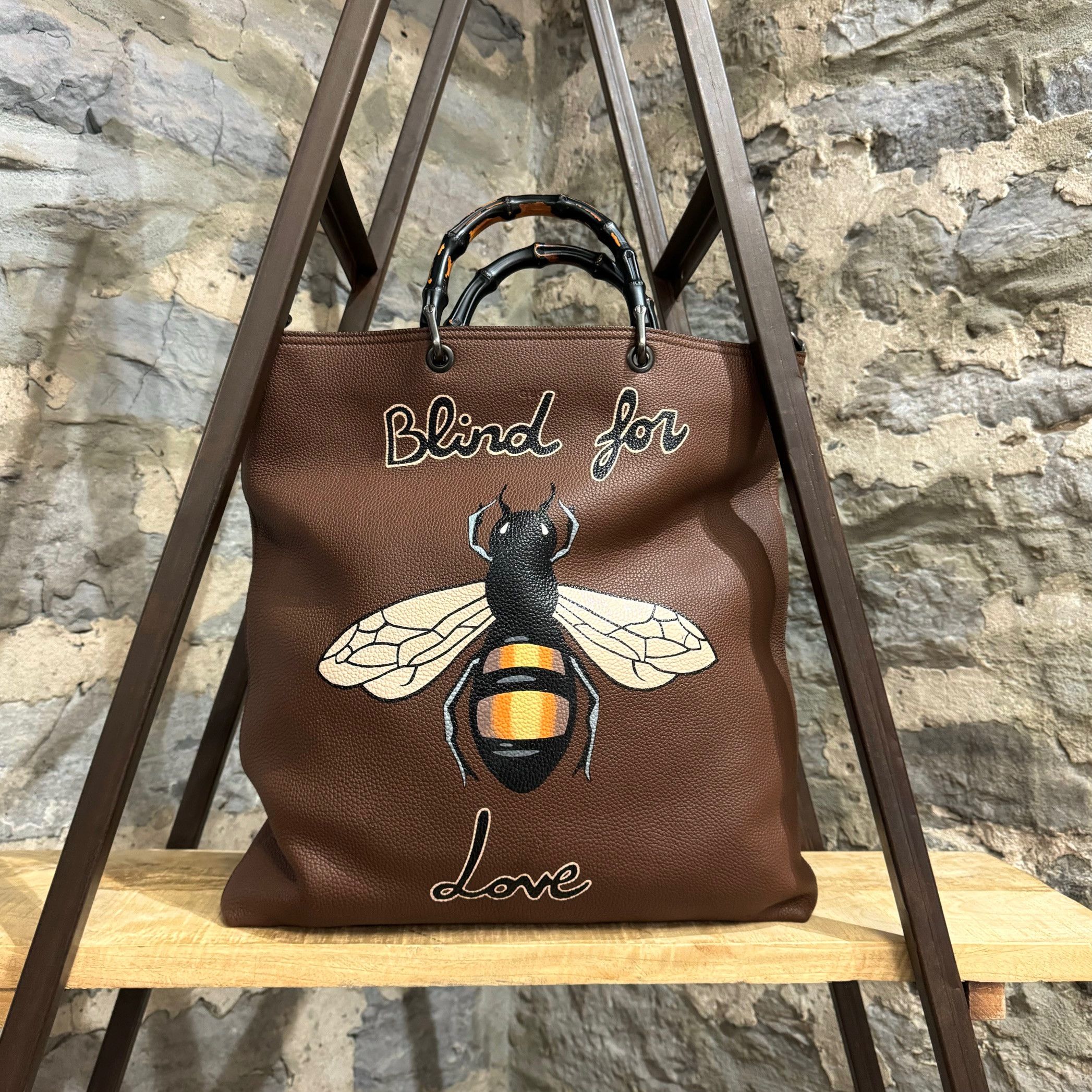 Gucci Gucci Customized Brown Leather Bamboo Handle 2 Way Tote Size ONE SIZE - 1 Thumbnail