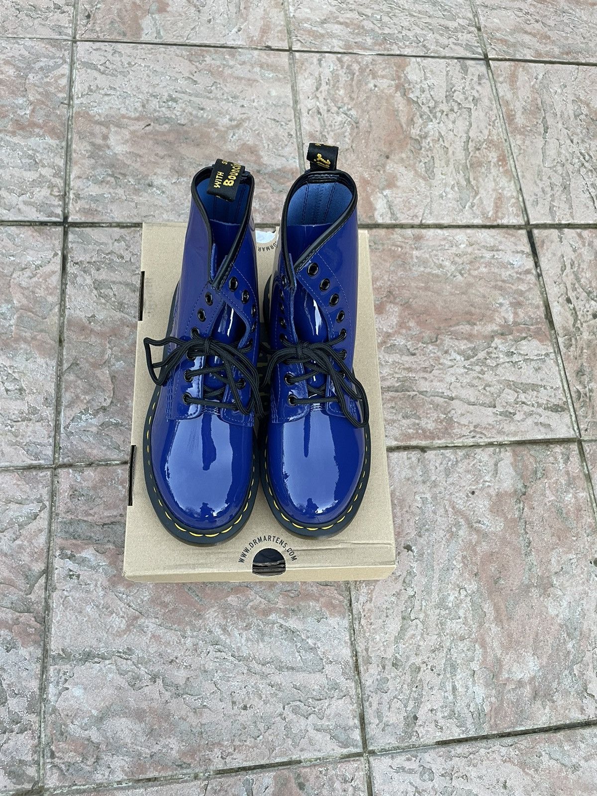 Dr. Martens Dock Martens Patent Lampers Midnight Blue Ankle Boots Size US 6 / IT 36 - 2 Thumbnail