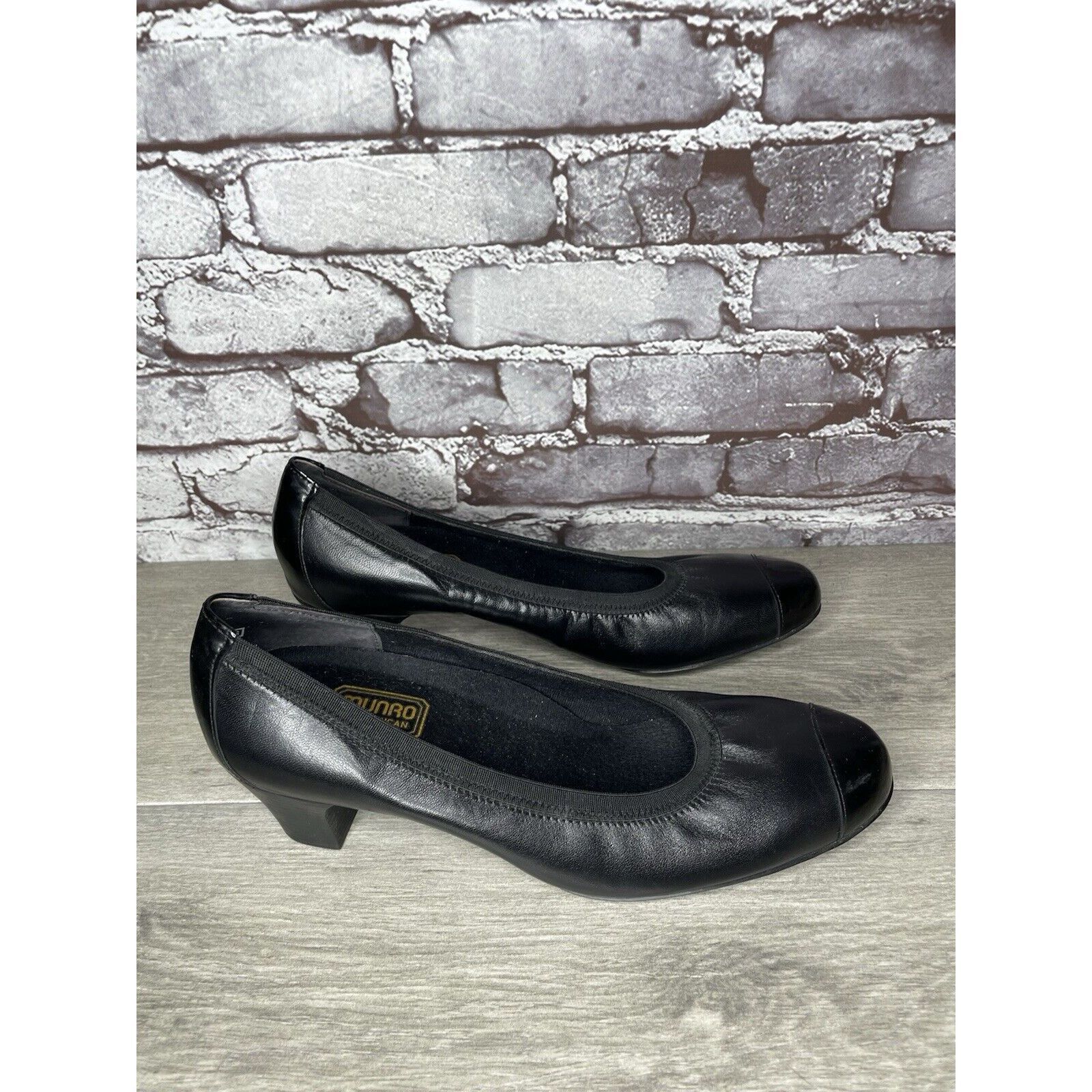 Other Munro American Black Leather Cap Toe Elastic Comfort Heels W Size US 11.5 / IT 41.5 - 7 Thumbnail