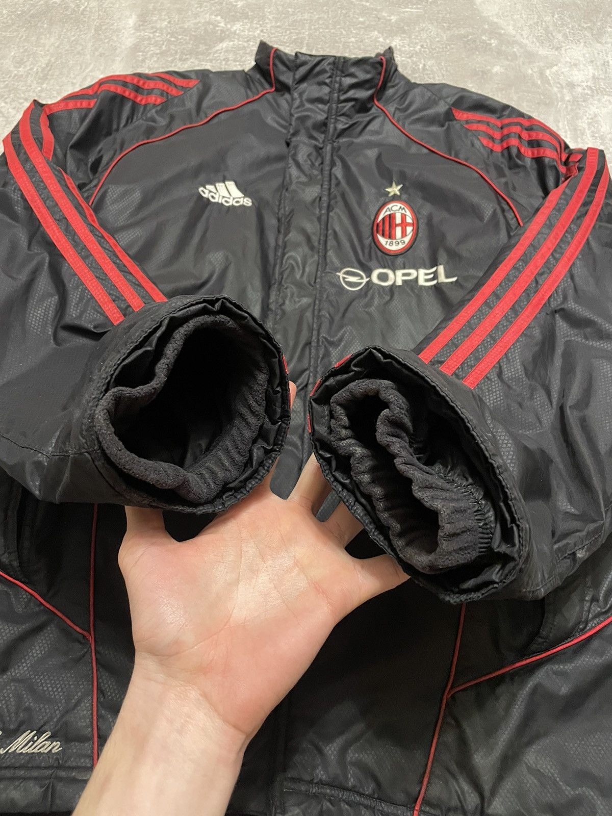 Adidas × Vintage Vintage Adidas AC Milan Soccer Jacket Parka Logo Opel Size US S / EU 44-46 / 1 - 10 Thumbnail
