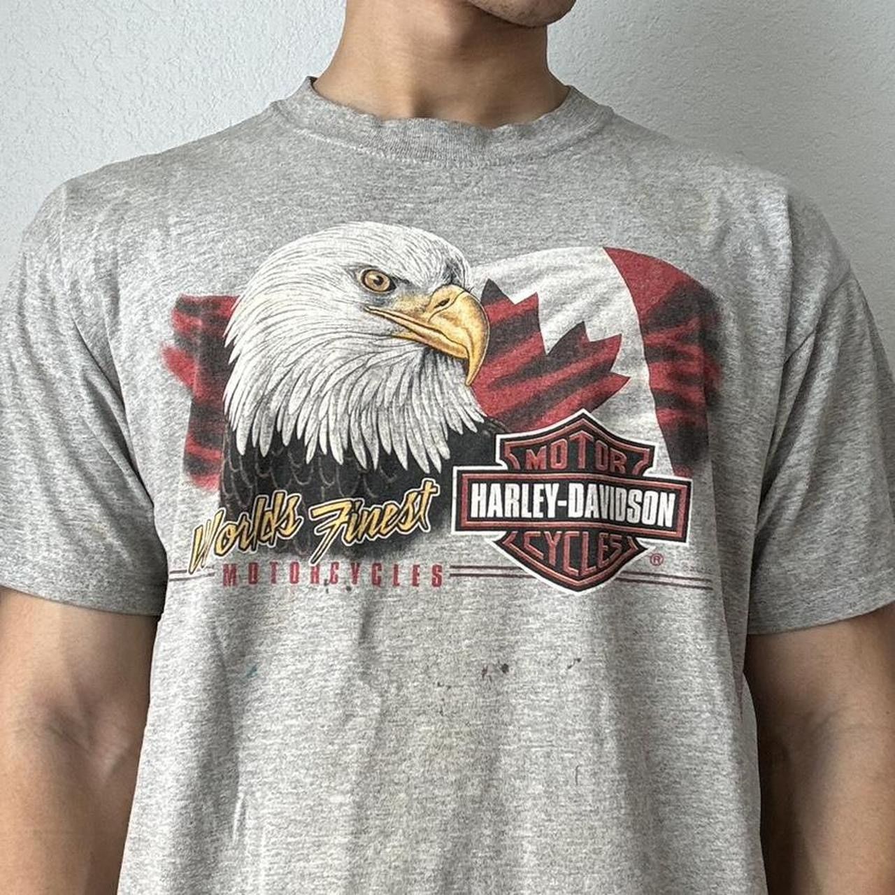 Harley Davidson × Vintage Vintage Harley Davidson Canada 2000s Graphics Grey Tee Shirt Size US L / EU 52-54 / 3 - 1 Thumbnail
