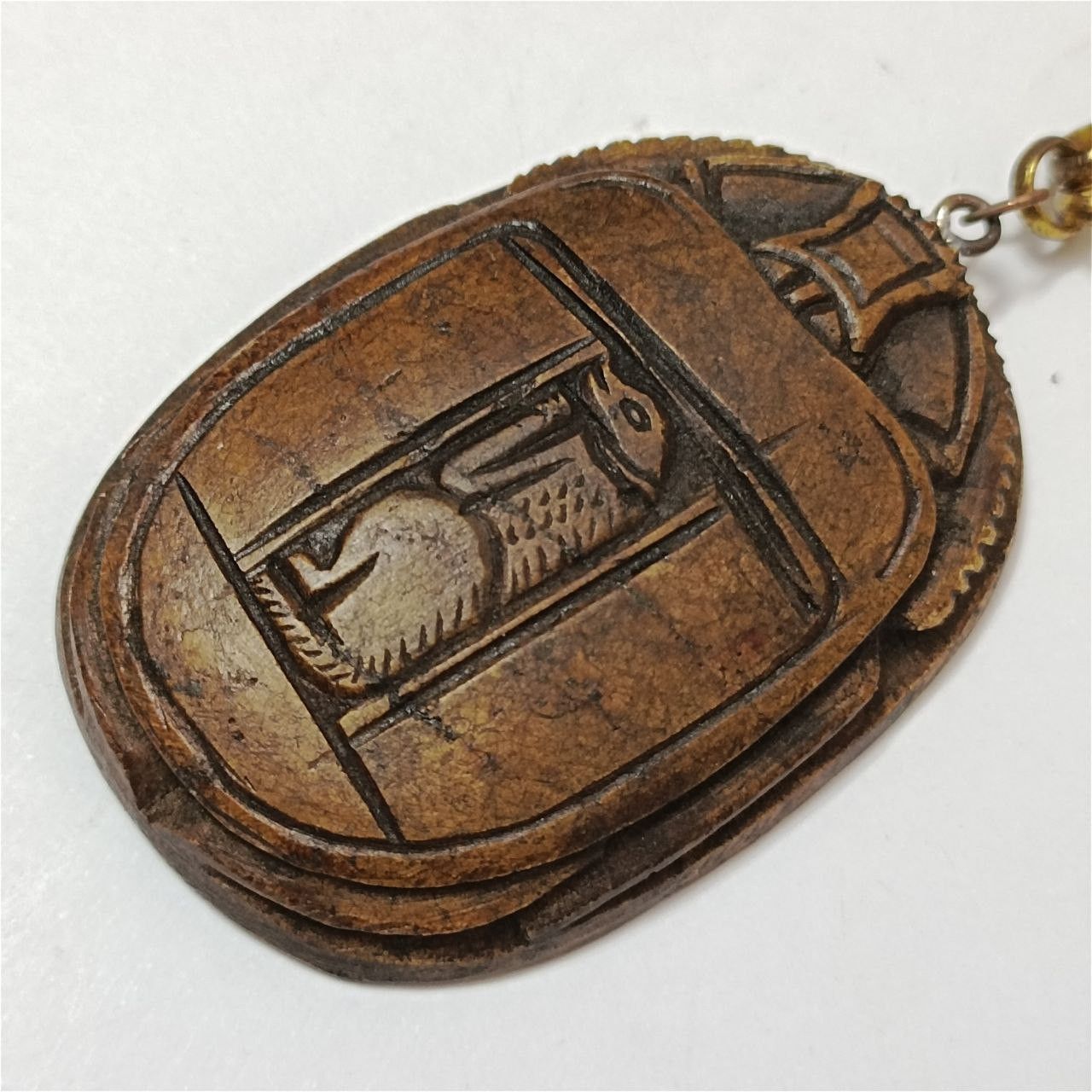 Handmade Egyptian Scarab Necklace Handcrafted Hieroglyph Amulet Size ONE SIZE - 3 Thumbnail