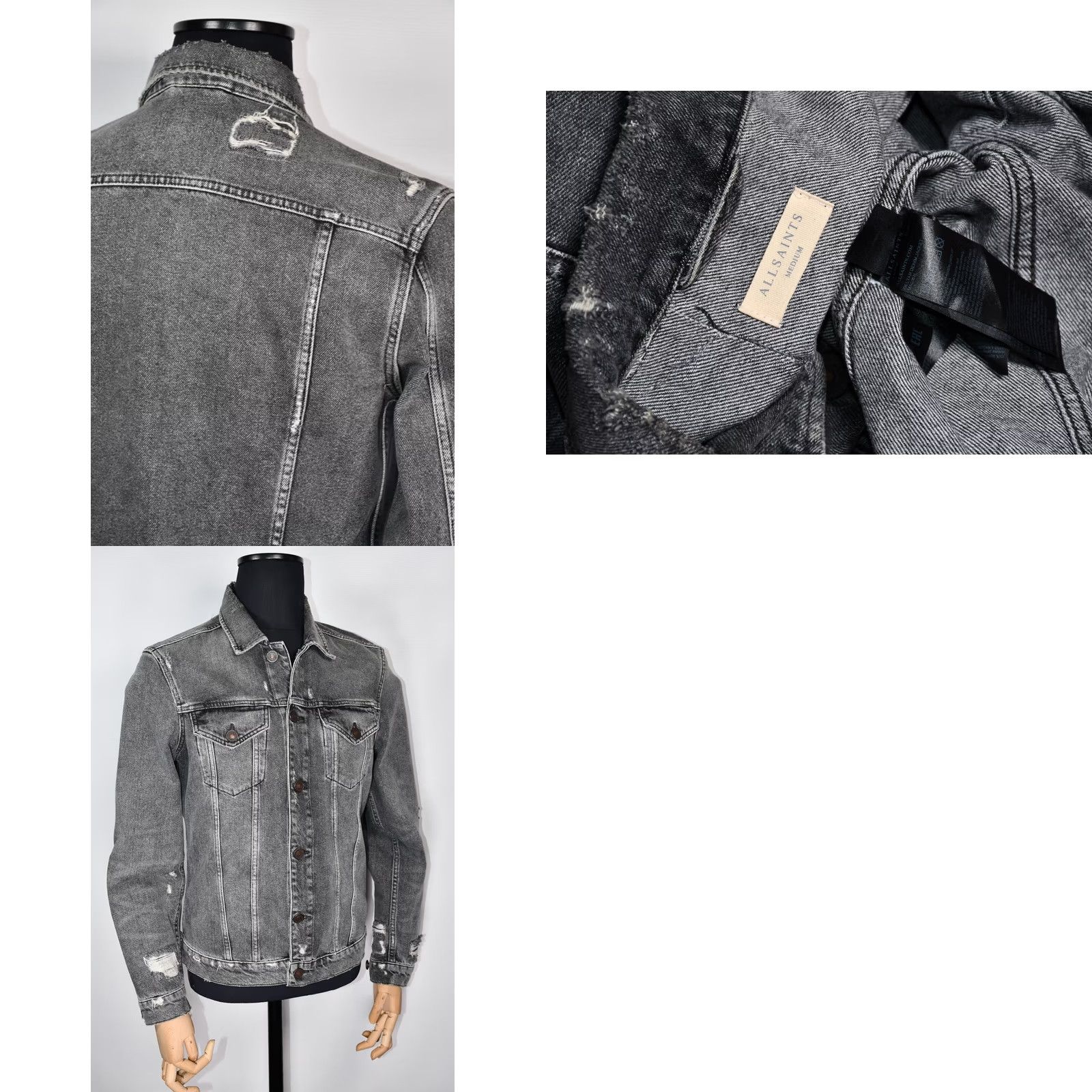 Allsaints All Saints BELTAR Denim Jacket Mens M Gray Cotton Denim Jacket Regular Fit Casual 100% Cotton Front Button Short Description Included Size US M / EU 48-50 / 2 - 9 Thumbnail