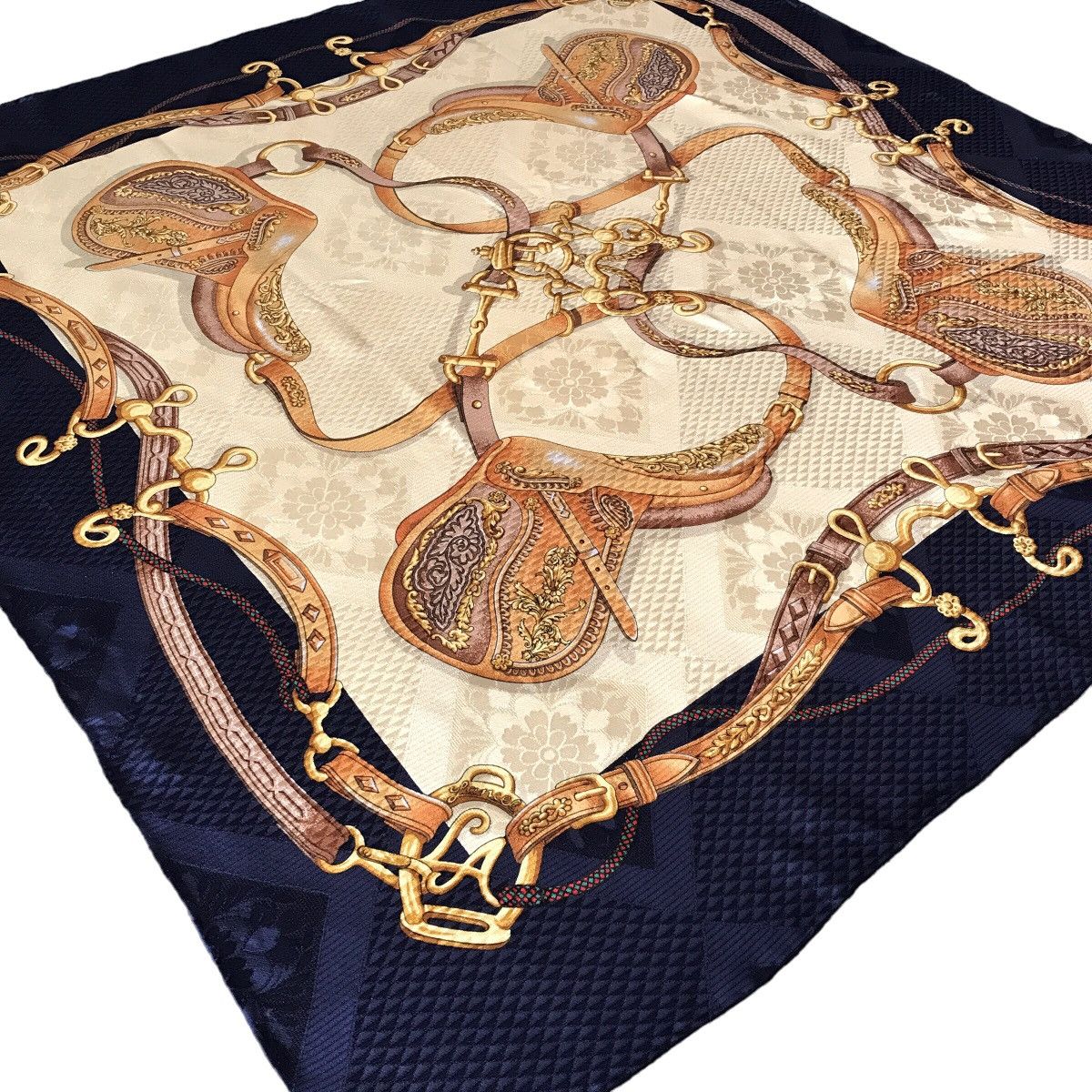 Designer × Lancel Lancel Paris Authentic Vintage Saddle Silk Scarf Size ONE SIZE - 2 Thumbnail