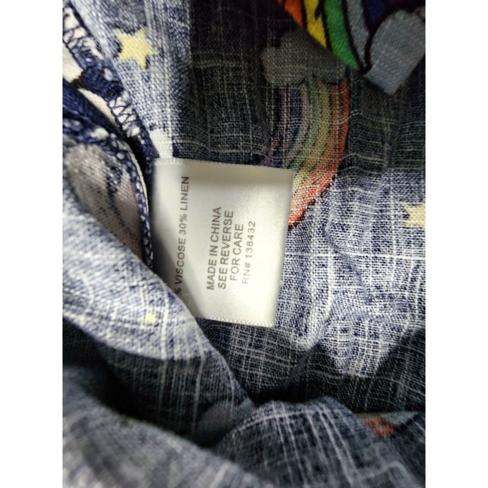 Vintage VINTAGE ModCloth Womens XL Unicorn Rainbows Shirt Top Pride Fantasy Linen Blend Blue Short Sleeve Cap Sleeve Women Size XL / US 12-14 / IT 48-50 - 6 Thumbnail