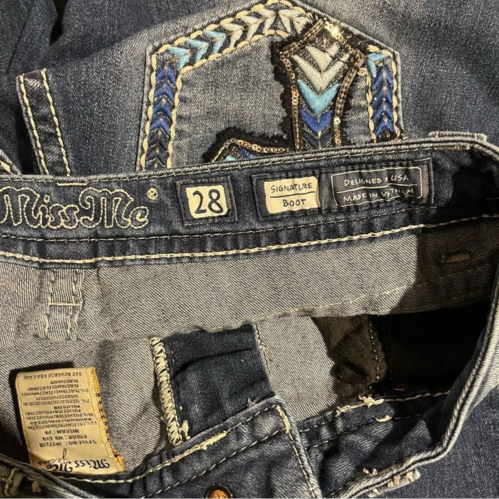 Miss Me Miss Me Jeans Womens 28 Blue Low Rise Signature Boot Cut Size 28" / US 6 / IT 42 - 4 Thumbnail
