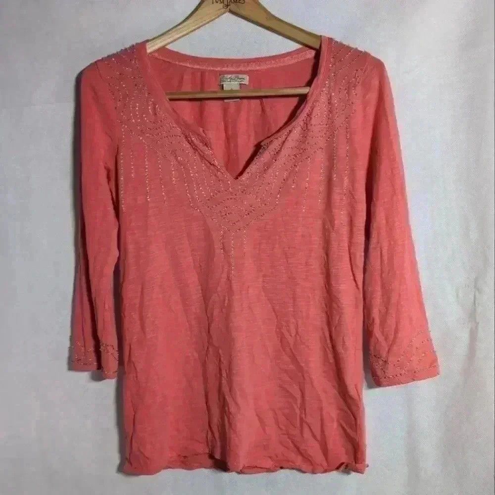 Lucky Brand Cool Peasant Top Pink 3/4 sleeve by Lucky Brand sz S Silve Size S / US 4 / IT 40 - 1 Thumbnail
