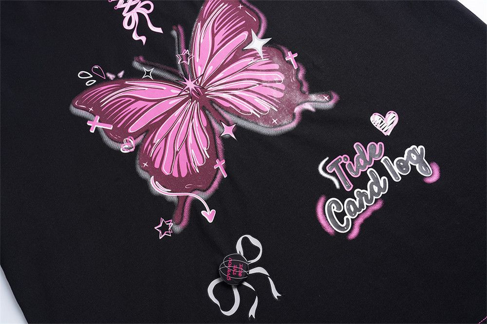 Japanese Brand × Vintage High street butterfly print men's loose round neck t-shirt Size US M / EU 48-50 / 2 - 3 Thumbnail