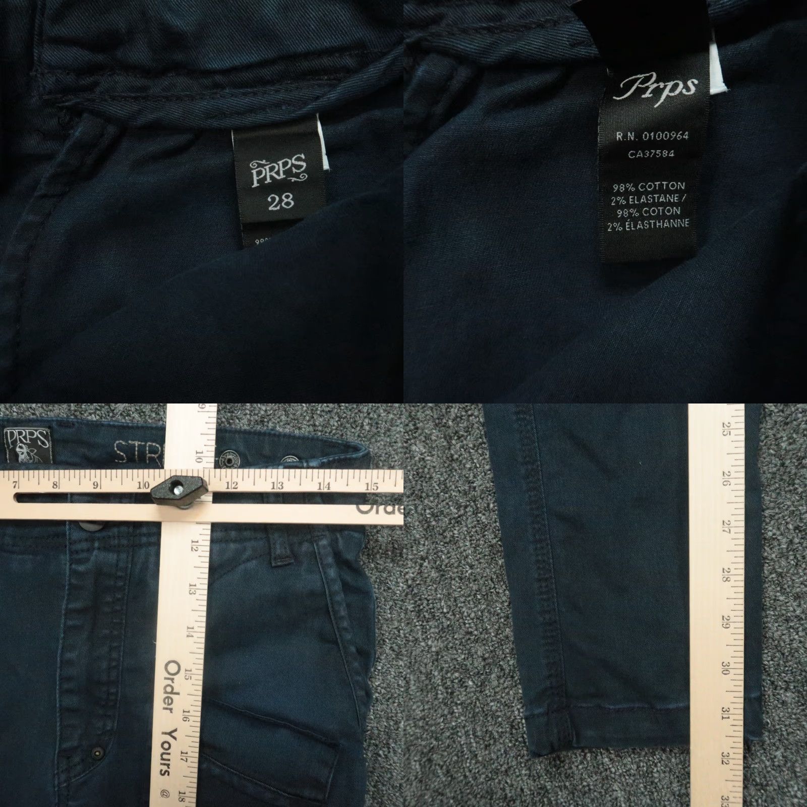Prps VINTAGE Prps Pants Men Cargo Flat Front Straight Leg Casual Streetwear Size 28 Navy Blue Size US 28 / EU 44 - 8 Thumbnail