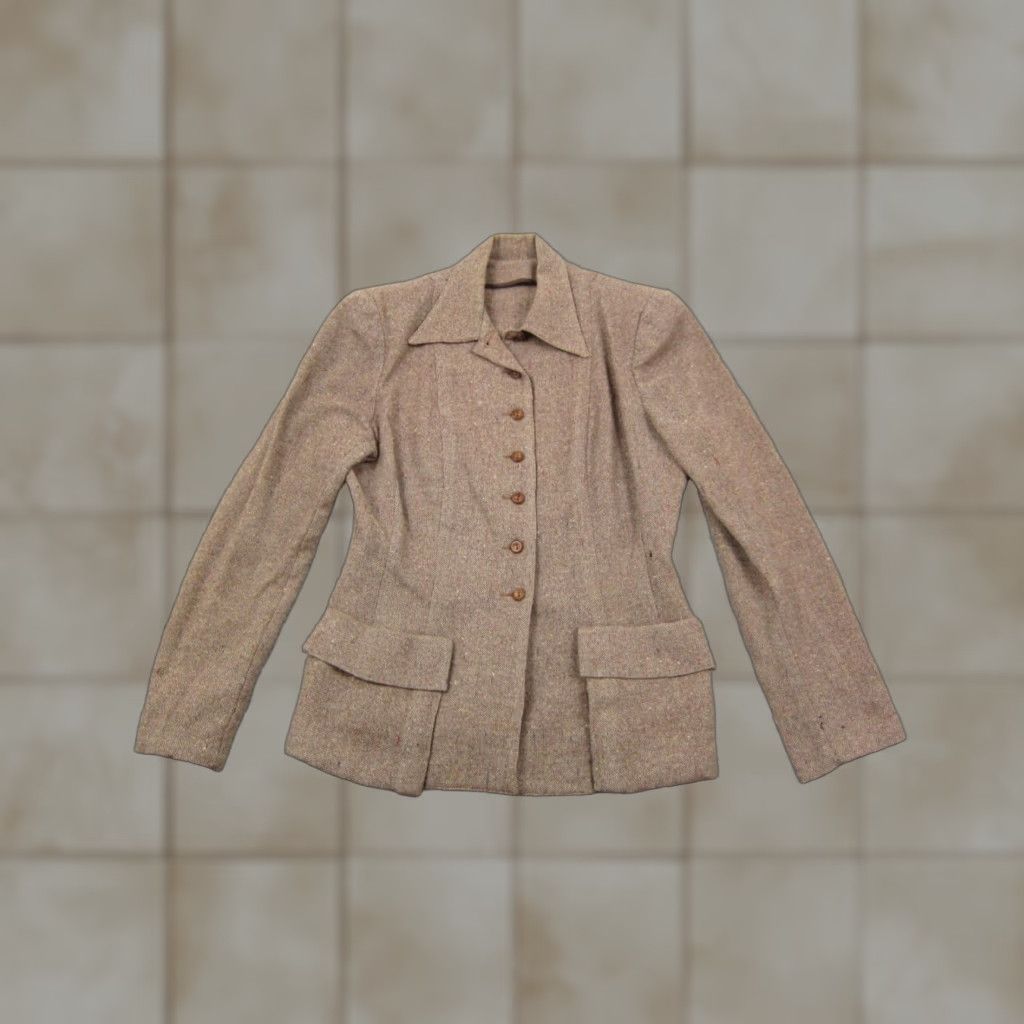 Vintage VINTAGE Fashioned by Lampl Tweed Jacket Womens Small Brown Blazer Coat 50s 60s 80s 90s Classic Size S / US 4 / IT 40 - 1 Thumbnail