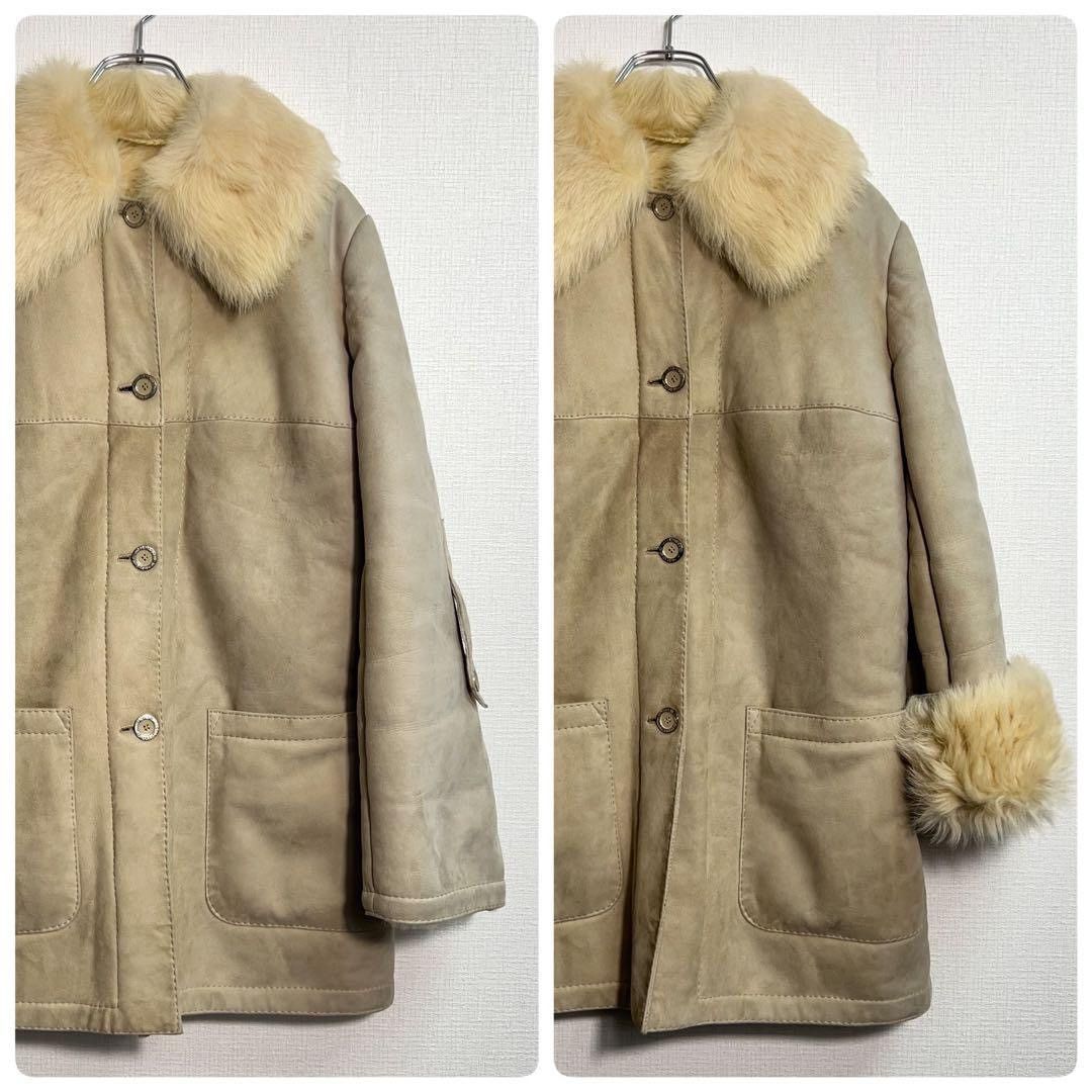VINTAGE HERMES SPORT suede & shearling cream collared coat
