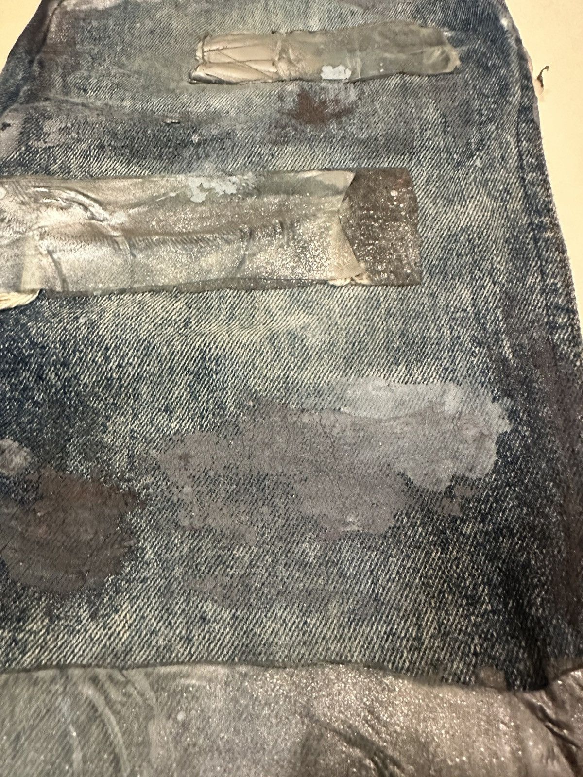 Vintage “Dirty” Duct Tape Hand Painted Denim Jeans 34 Rubber Size US 34 / EU 50 - 4 Thumbnail