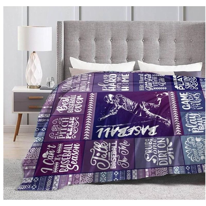 The Unbranded Brand Baseball Themed Design Printed Throw Blanket 40"x 50" Size ONE SIZE - 6 Thumbnail