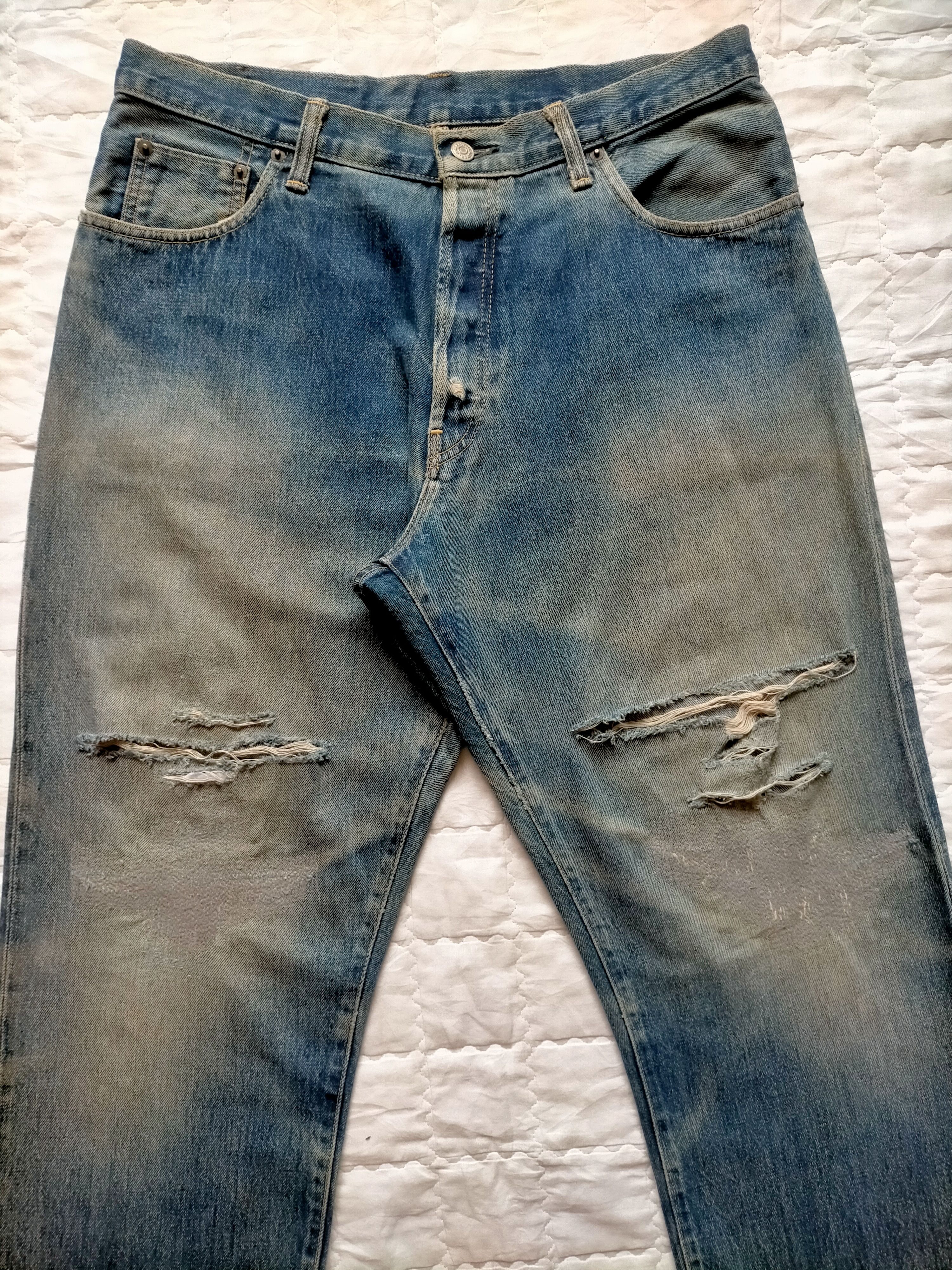 RRL Ralph Lauren RRL Ralph Lauren Selvedge Distressed Blue Jeans Size US 34 / EU 50 - 6 Thumbnail