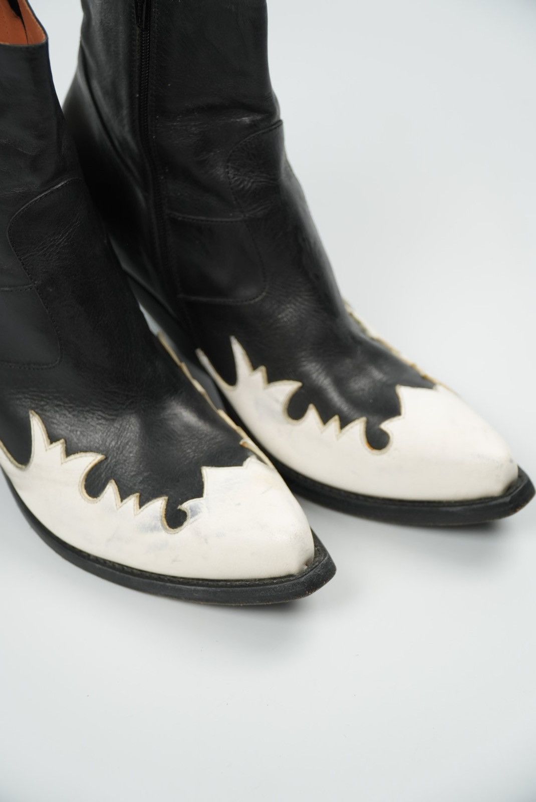 Vetements Vetements Black/White Flame Wedge Leather Texan Ankle Boots Size US 9 / IT 39 - 4 Thumbnail