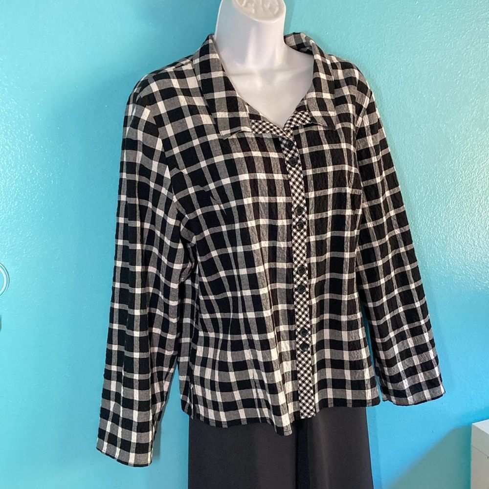 Habitat Habitat Womens Size L Black White Plaid Button Up Cotton Shi Size L / US 10 / IT 46 - 9 Thumbnail