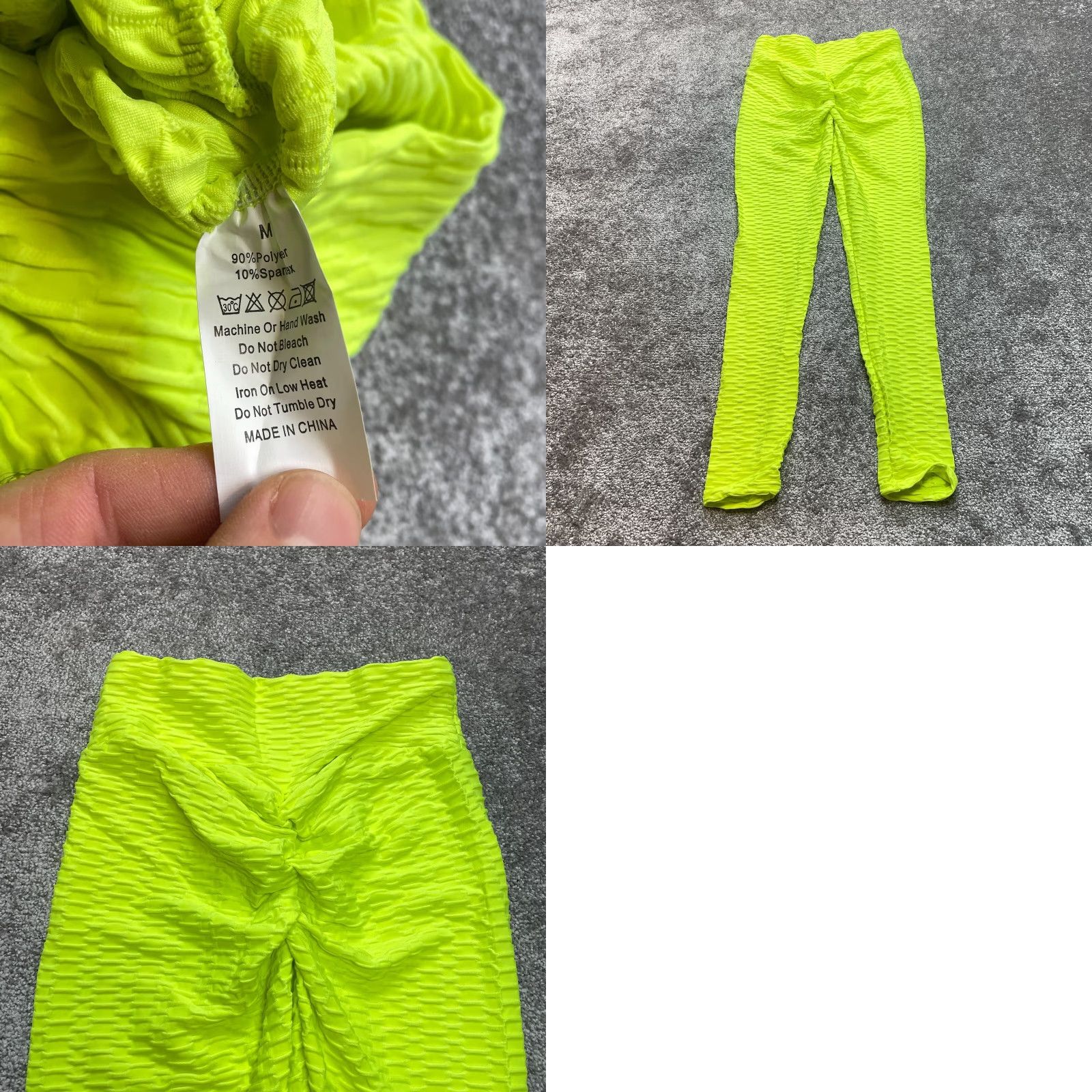 Vintage Unbranded Leggings Womens M Yellow Neon Yoga Stretch Textured Pants New NWT Size 32" / US 10 / IT 46 - 8 Thumbnail