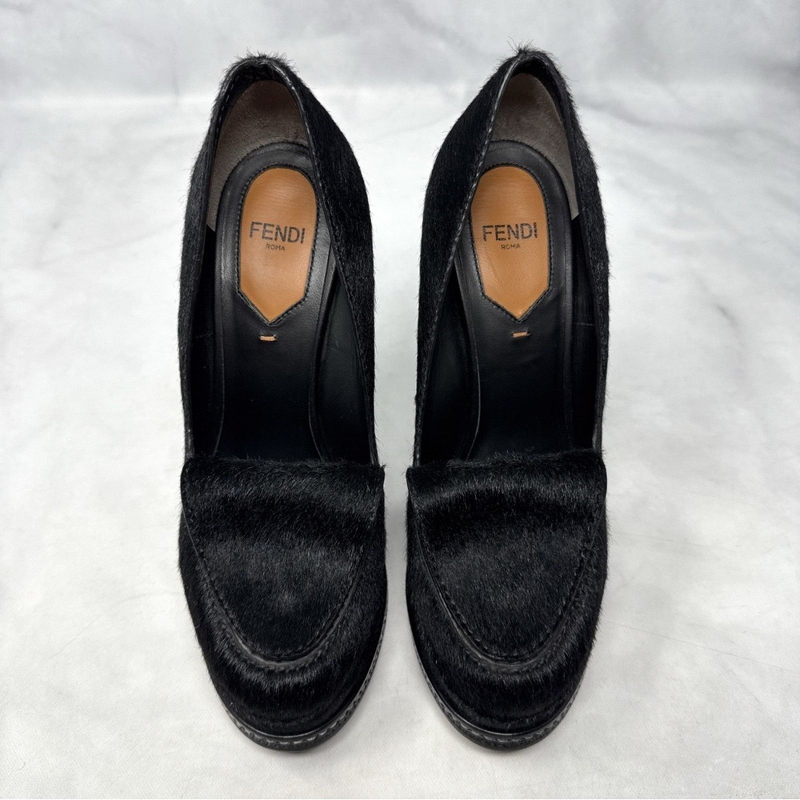 Fendi FENDI Ice Heel Calf Hair Leather Platform Wedge Pump Gothic Size US 6 / IT 36 - 6 Thumbnail