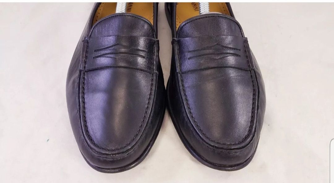 DESIGNER MAGNANNI BLACK LEATHER PENNY LOAFERS