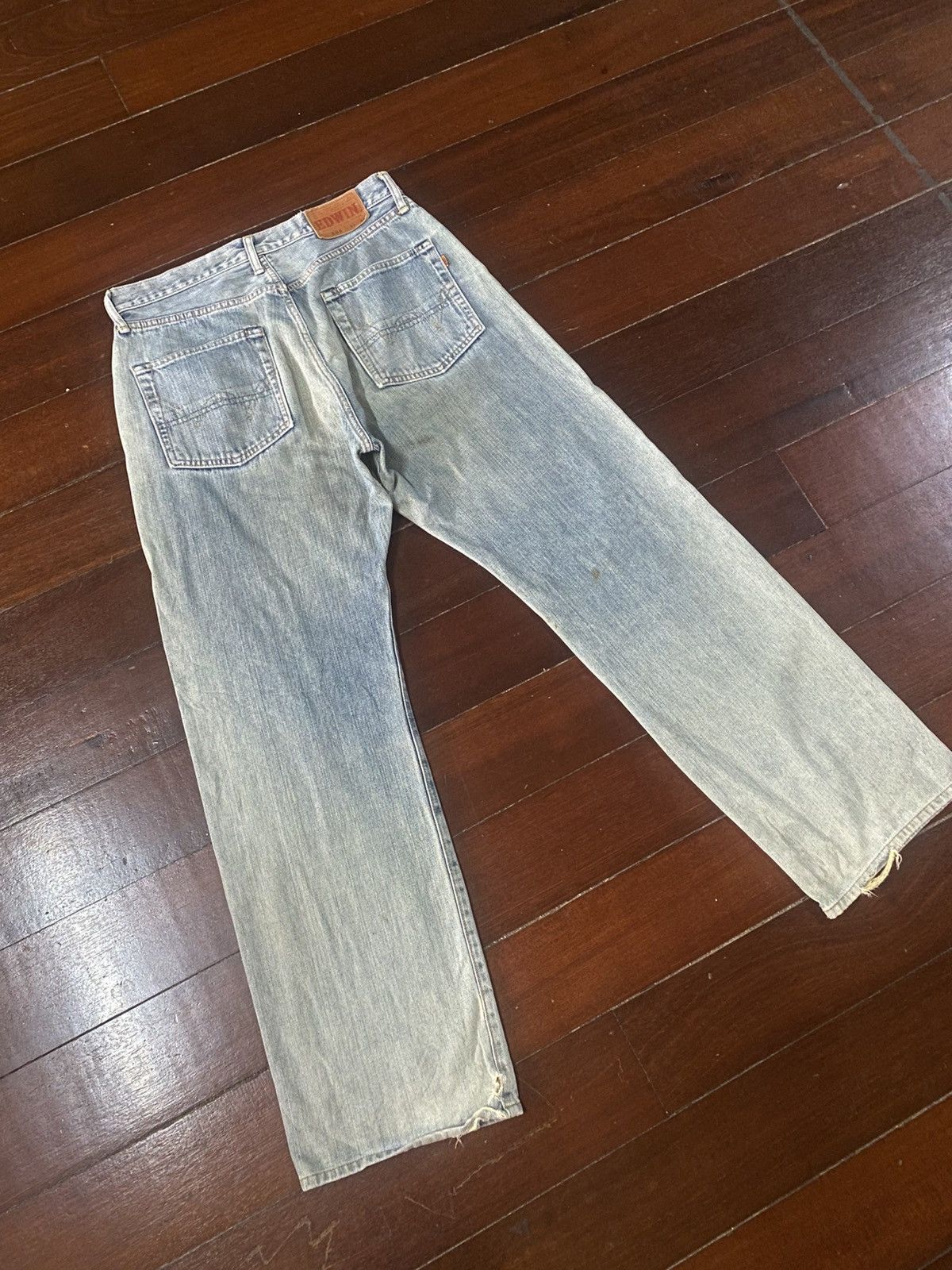 Edwin VINTAGE EDWIN 505 SELVEDGE DISTRESSED DENIM JEANS mud wash Size US 33 - 9 Thumbnail