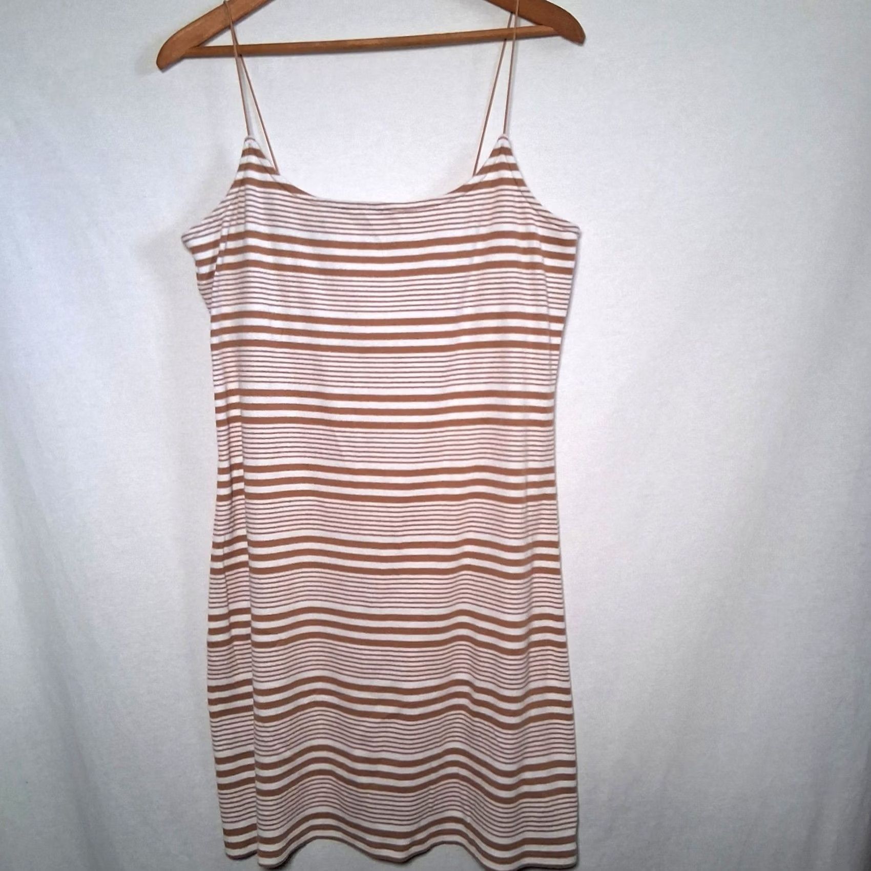 American Eagle Outfitters VINTAGE American Eagle Outfitters Tank Dress XL Ribbed Knit Sundress Spaghetti Strap Tan Striped Size XL / US 12-14 / IT 48-50 - 2 Thumbnail