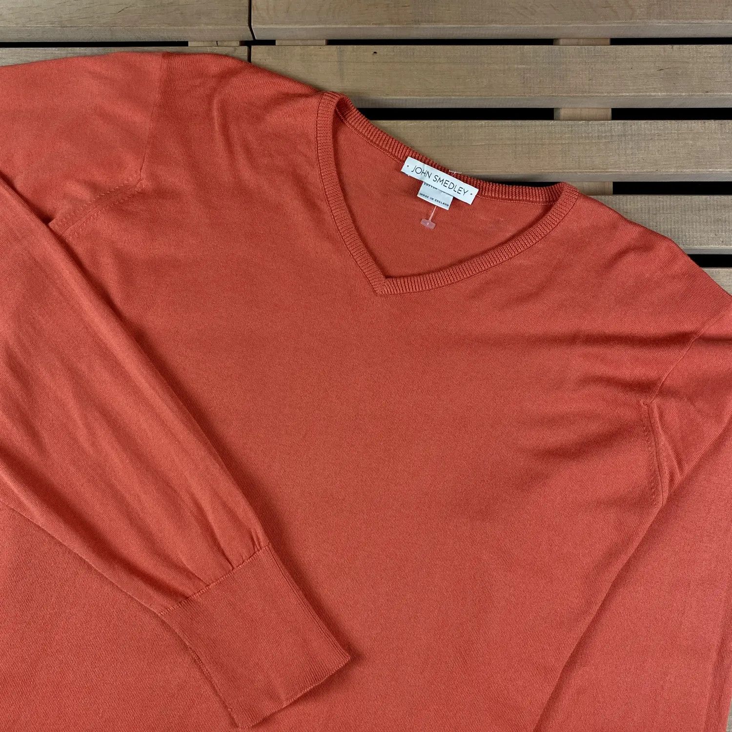 John Smedley Mens Sweater Jumper John Smedley V Neck Size L-XL Orange Size US L / EU 52-54 / 3 - 2 Thumbnail