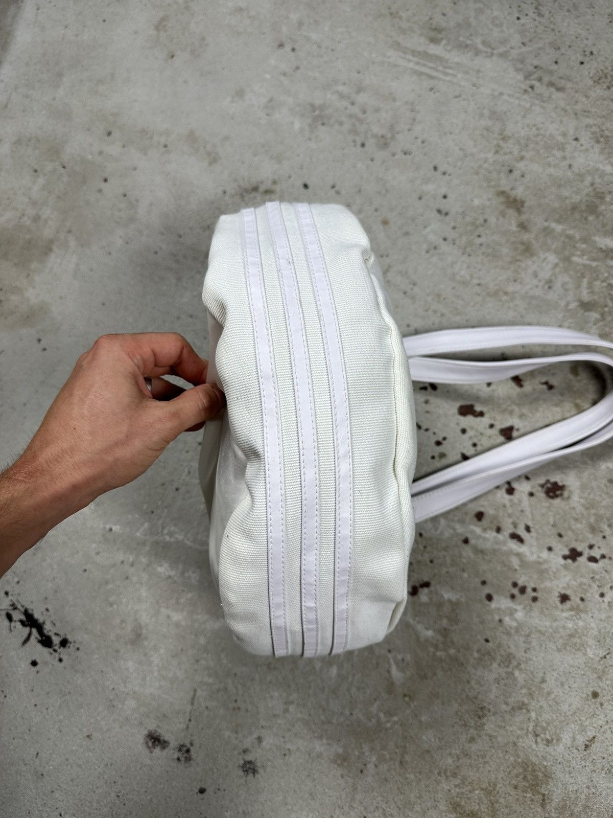 Adidas Vintage Y2K Adidas White Beige Shoulder Hand Bag 3 Stripes Size ONE SIZE - 9 Thumbnail