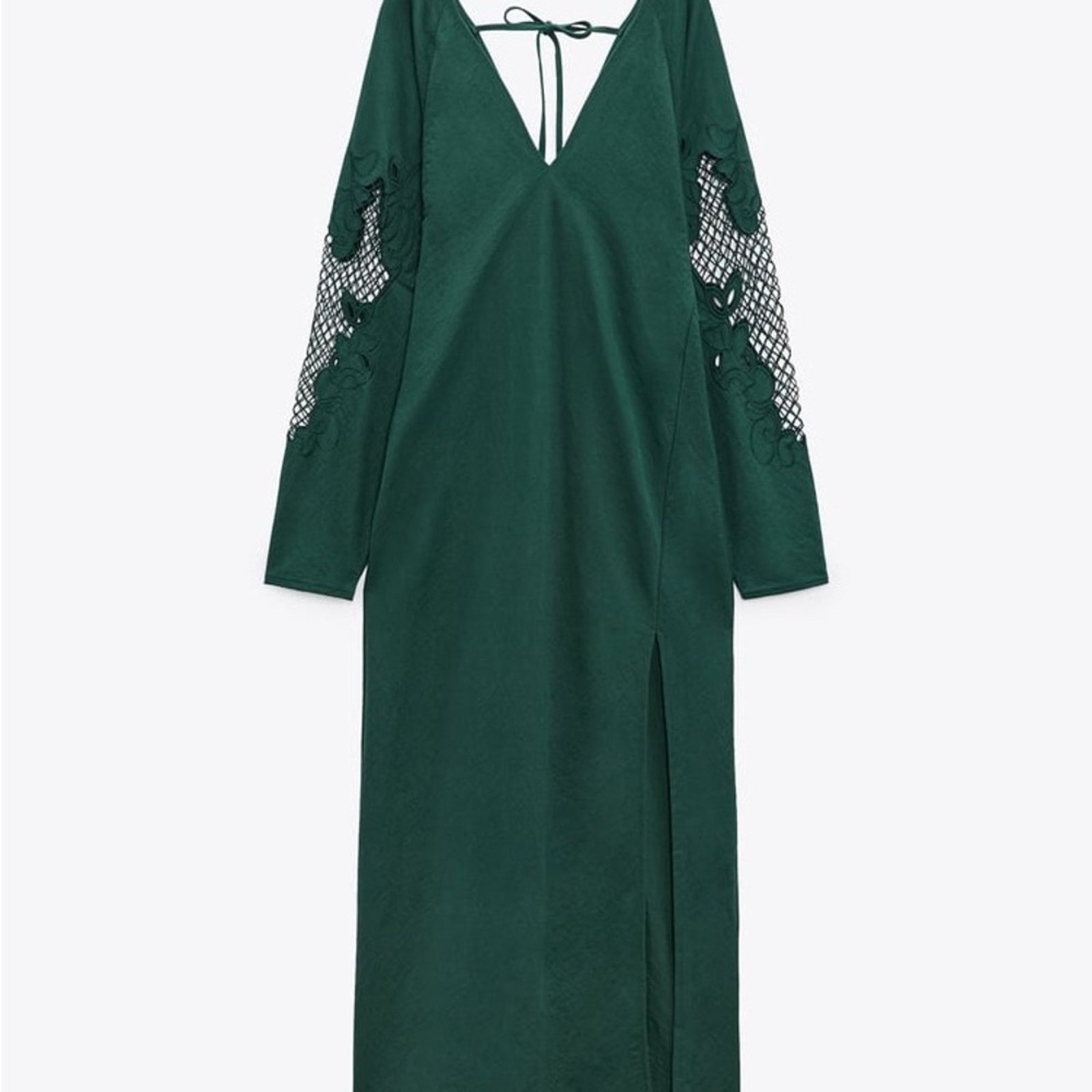 Zara ZARA EMBROIDERED DRESS DARK GREEN Size S / US 4 / IT 40 - 6 Thumbnail