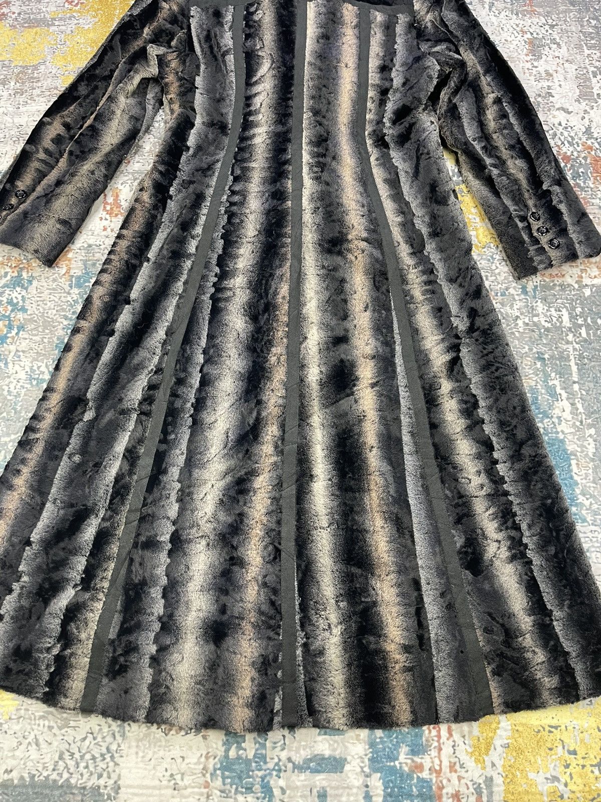 Japanese Brand Vintage Velvet Velour Striped Fur Long Coat Size S / US 4 / IT 40 - 6 Thumbnail