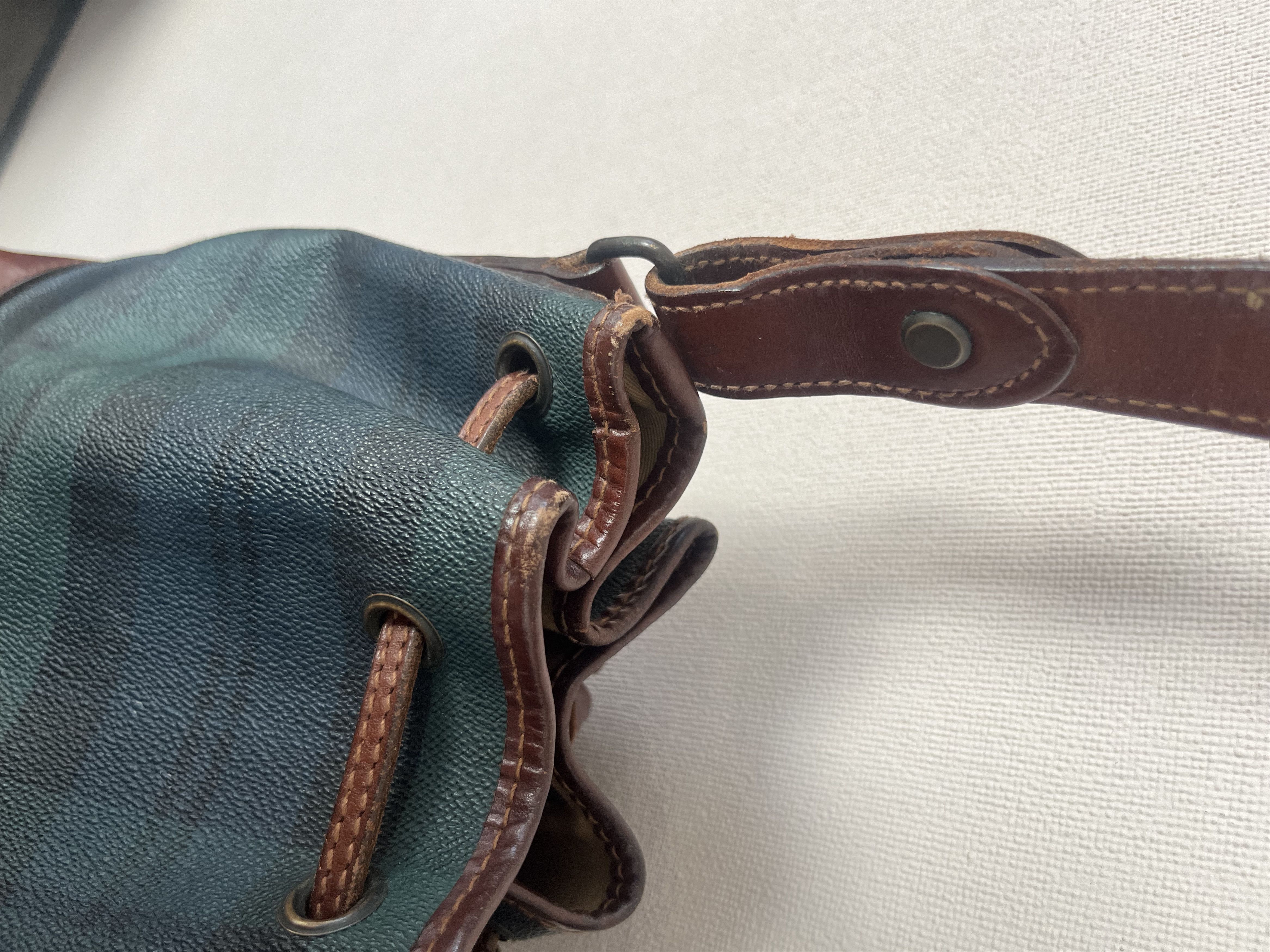VNTG Polo Ralph Lauren Blackwatch Plaid Leather Bucket Bag