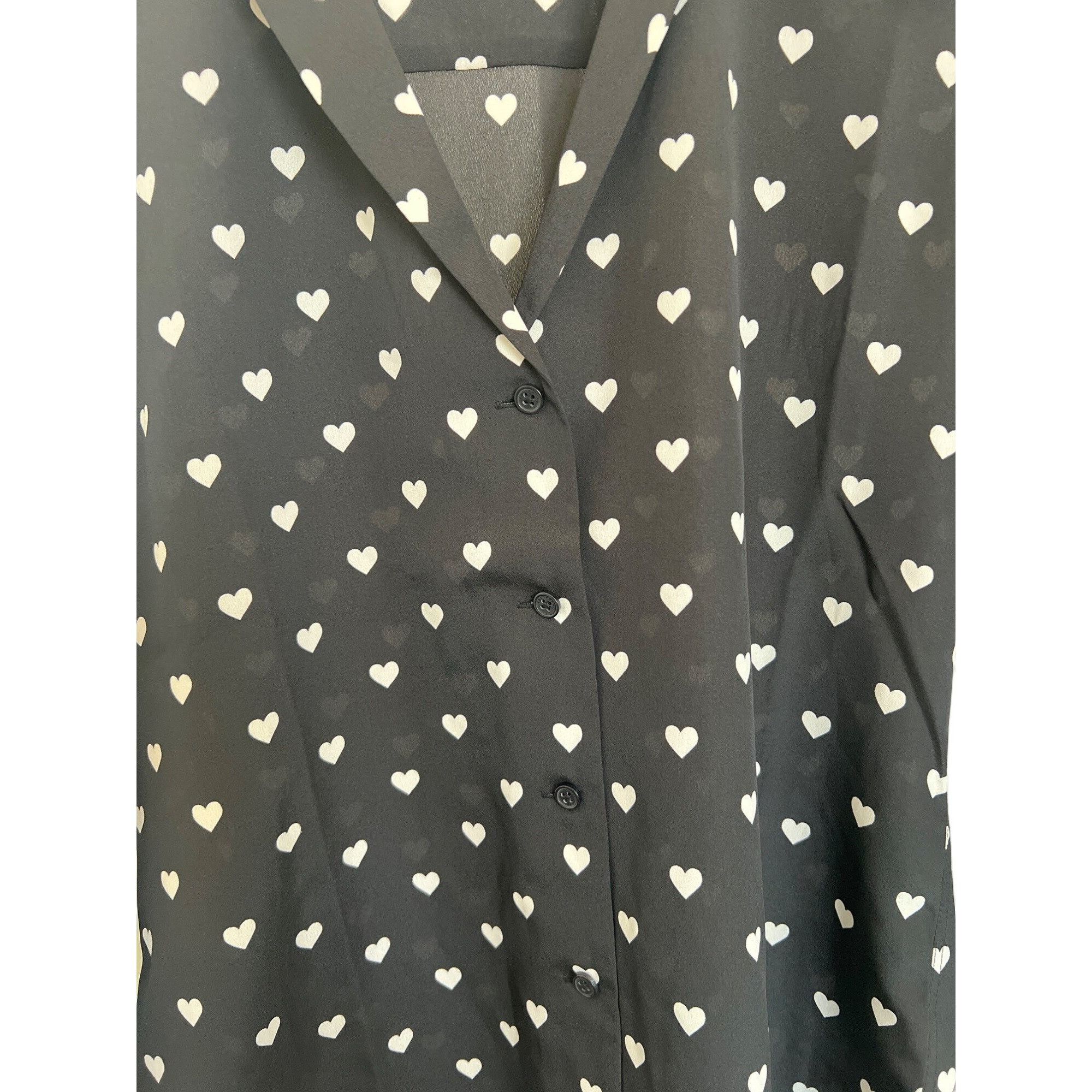 Equipment Equipment Adalyn Black Heart Print Button-Up Shirt Size S / US 4 / IT 40 - 4 Thumbnail