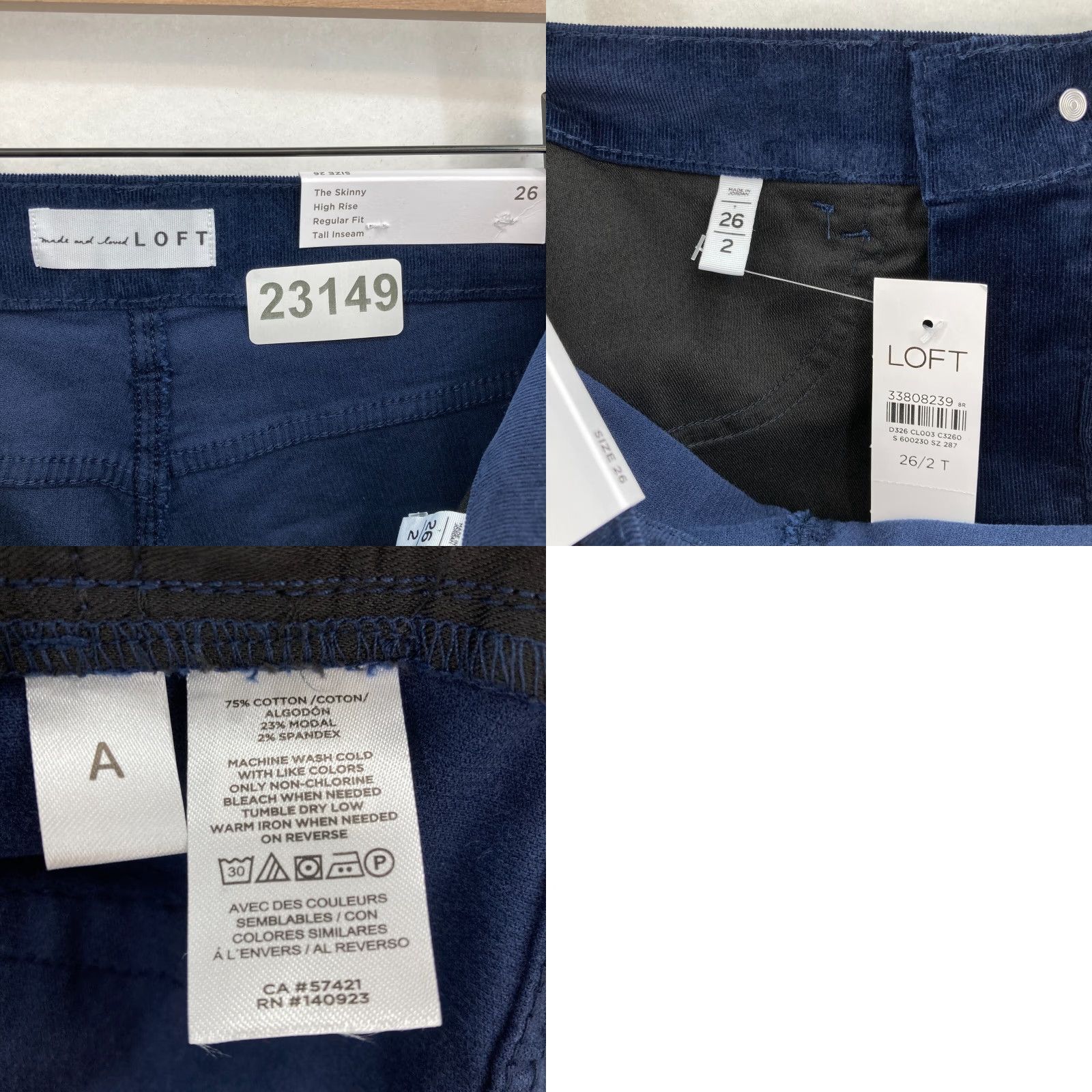 Ann Taylor Ann Taylor LOFT Corduroy Pants Women's 26 Skinny Blue High Rise Stretch Fabric Casual Chino Pants Womens Size 28" / US 6 / IT 42 - 9 Thumbnail