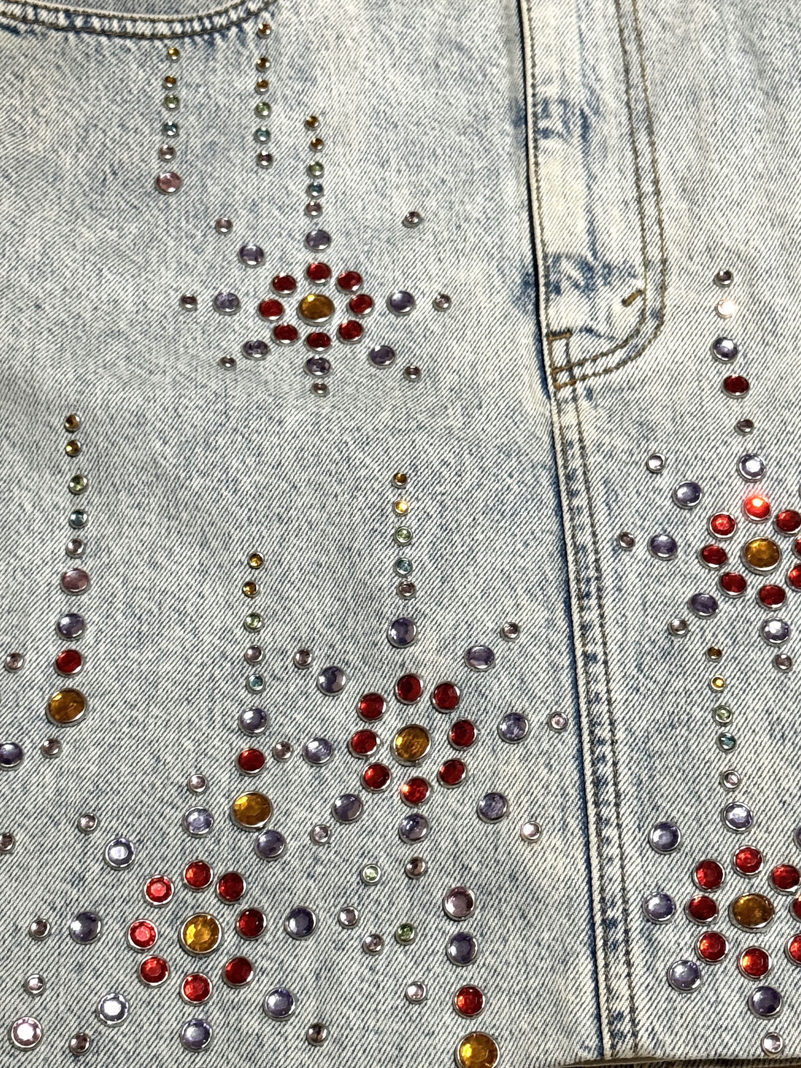 Skirt denim jeans 42 Gucci Denim Shimmering Crystals