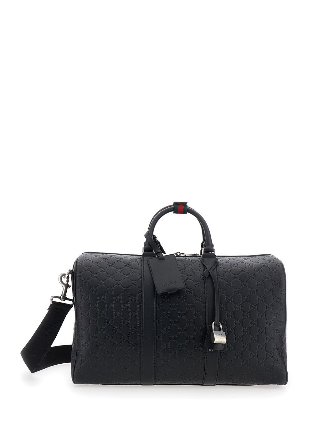 Gucci Emblem Suitcase with Adjustable and Removable Shoulder Strap and All-Over GG Pattern in Black Leather for Men Size US M / EU 48-50 / 2 - 1 Thumbnail