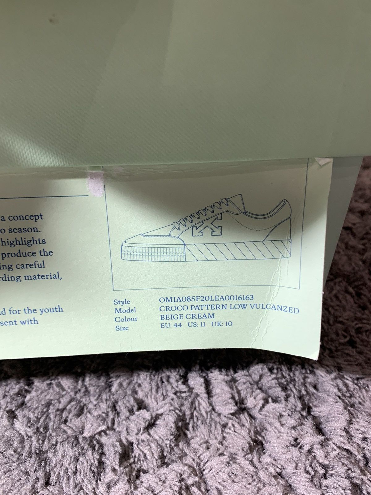 Off-White × Virgil Abloh Offwhite croco pattern Vulcanized beige cream US11 Size US 11 / EU 44 - 9 Thumbnail