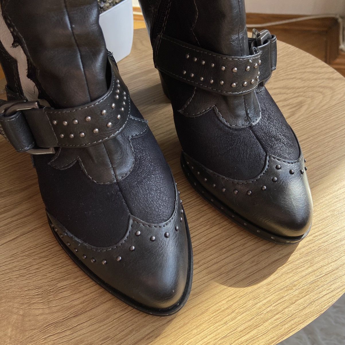 Mustang 📌 Crazy Vintage Mustang Cowboy Leather Boots Size US 8 / IT 38 - 3 Thumbnail