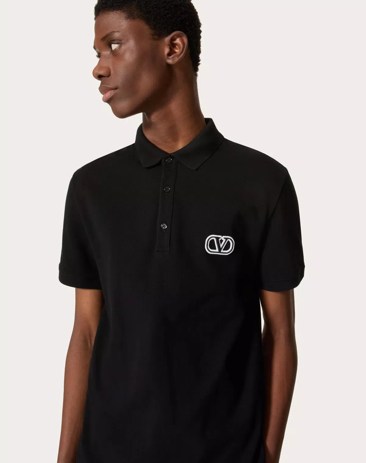 Valentino oc11z0725 Cotton Pique Polo Shirt in Black Size US XXL / EU 58 / 5 - 7 Thumbnail
