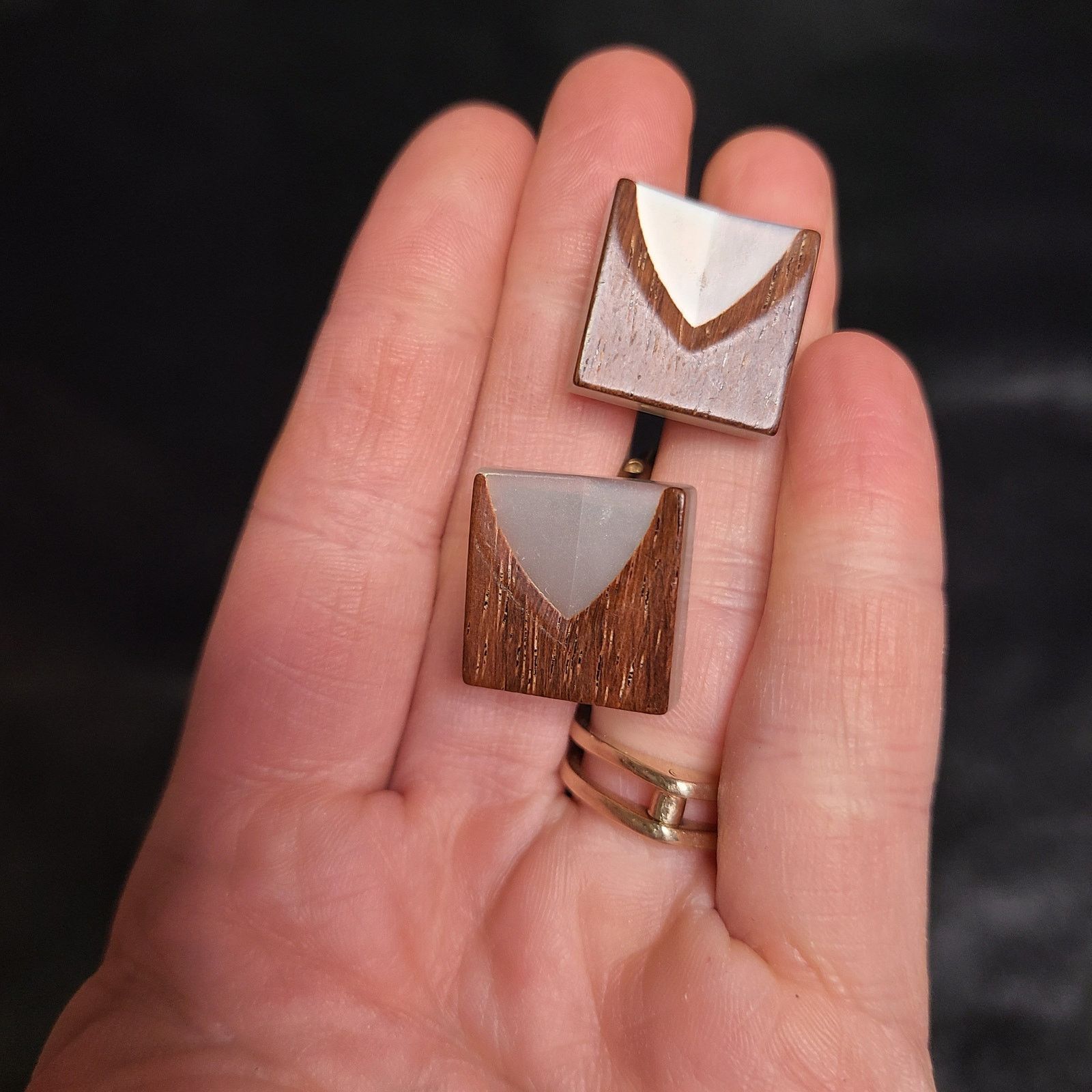 Vintage Vintage 50's mid-century modern wood and resin cufflinks Size ONE SIZE - 2 Thumbnail
