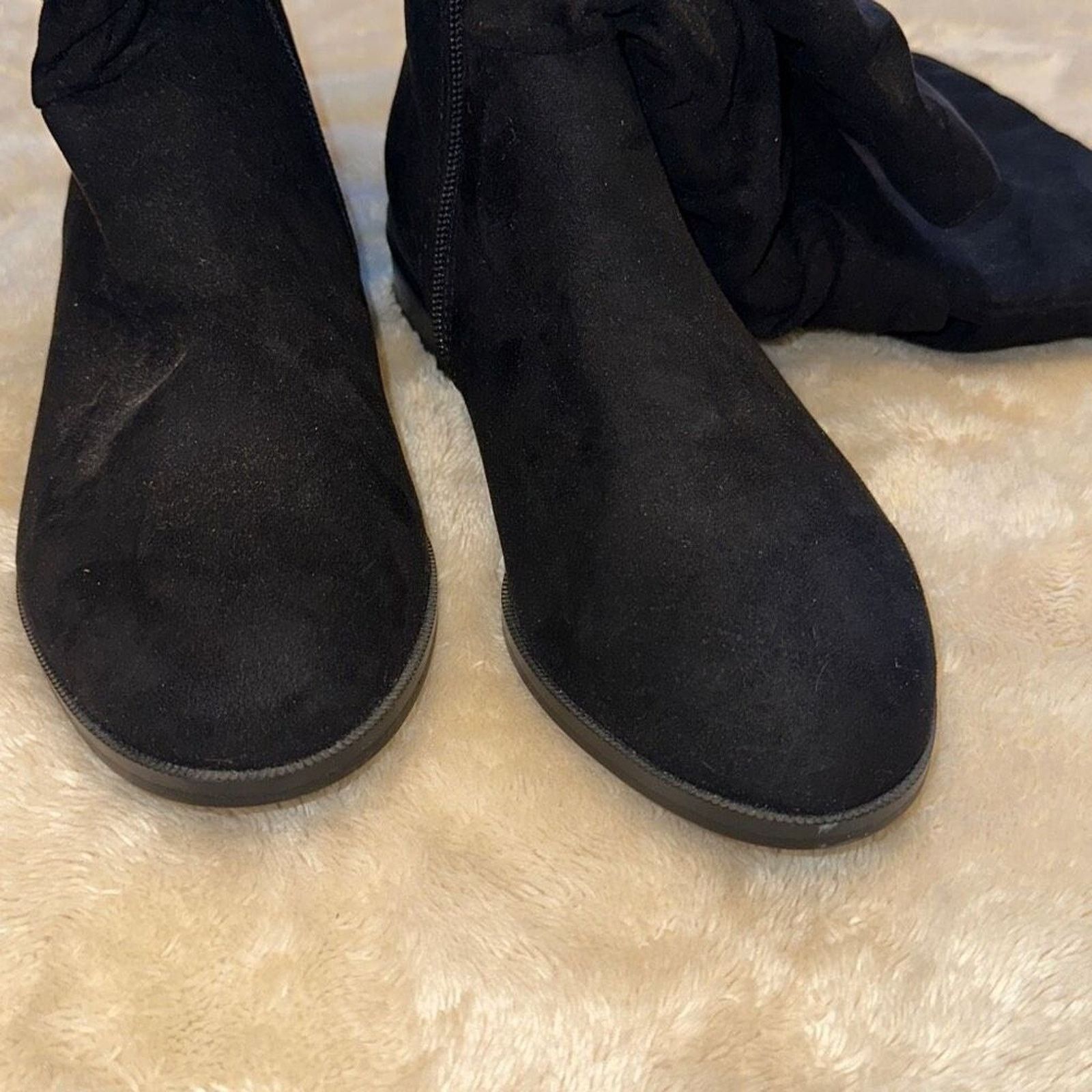 Other Black Slouchy Knee High Riding Boots Flat | Sz 5 UK Size US 7 / IT 37 - 5 Thumbnail