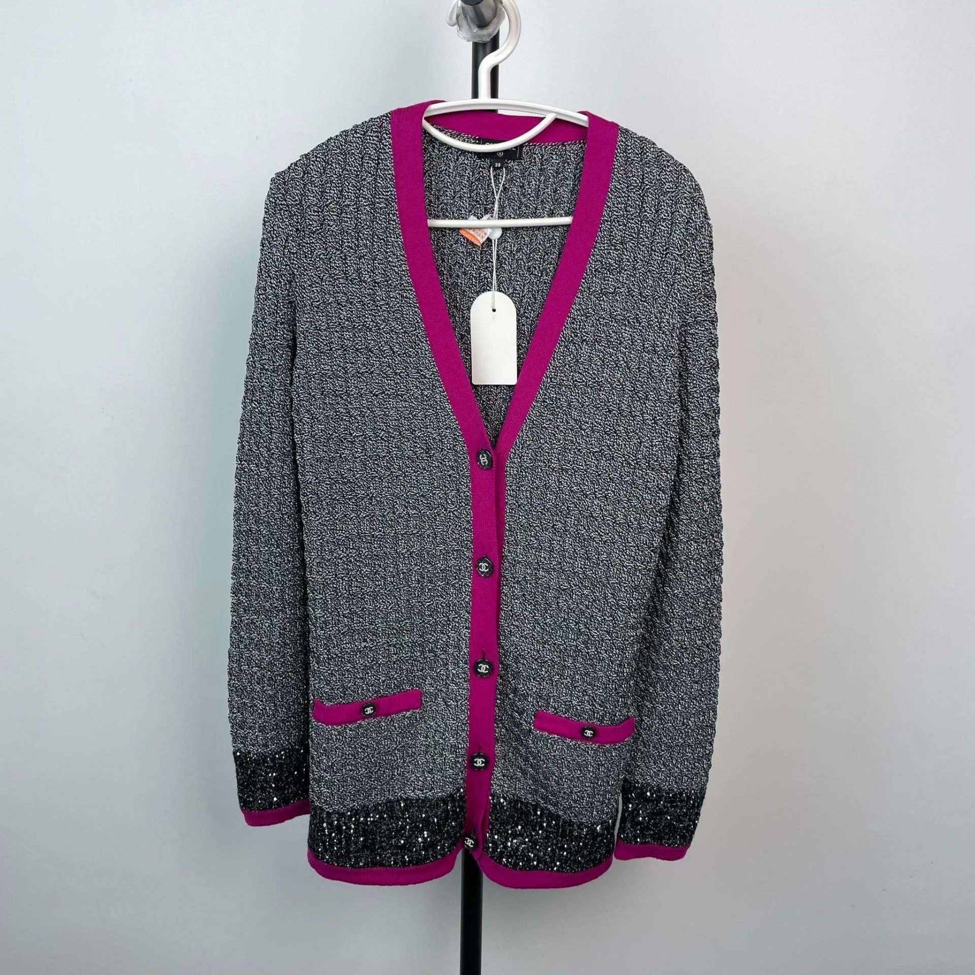 Chanel Chanel Polyester Gray Jacket 38 Women Size S / US 4 / IT 40 - 1 Thumbnail