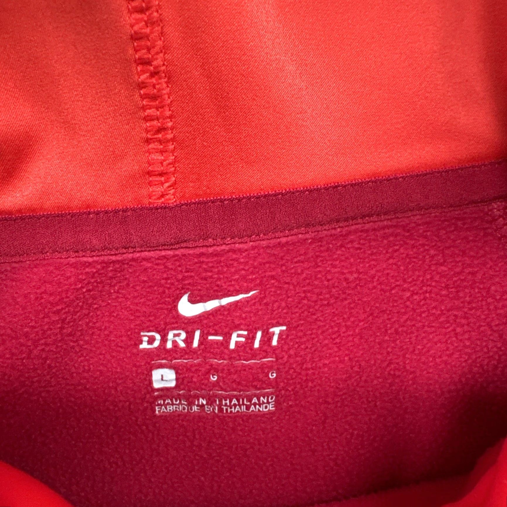 Nike VINTAGE Nike Dri Fit Pullover Thumb Hole Red Hoodie Womens SZ Large 803443-620 Swoosh Size L / US 10 / IT 46 - 3 Thumbnail