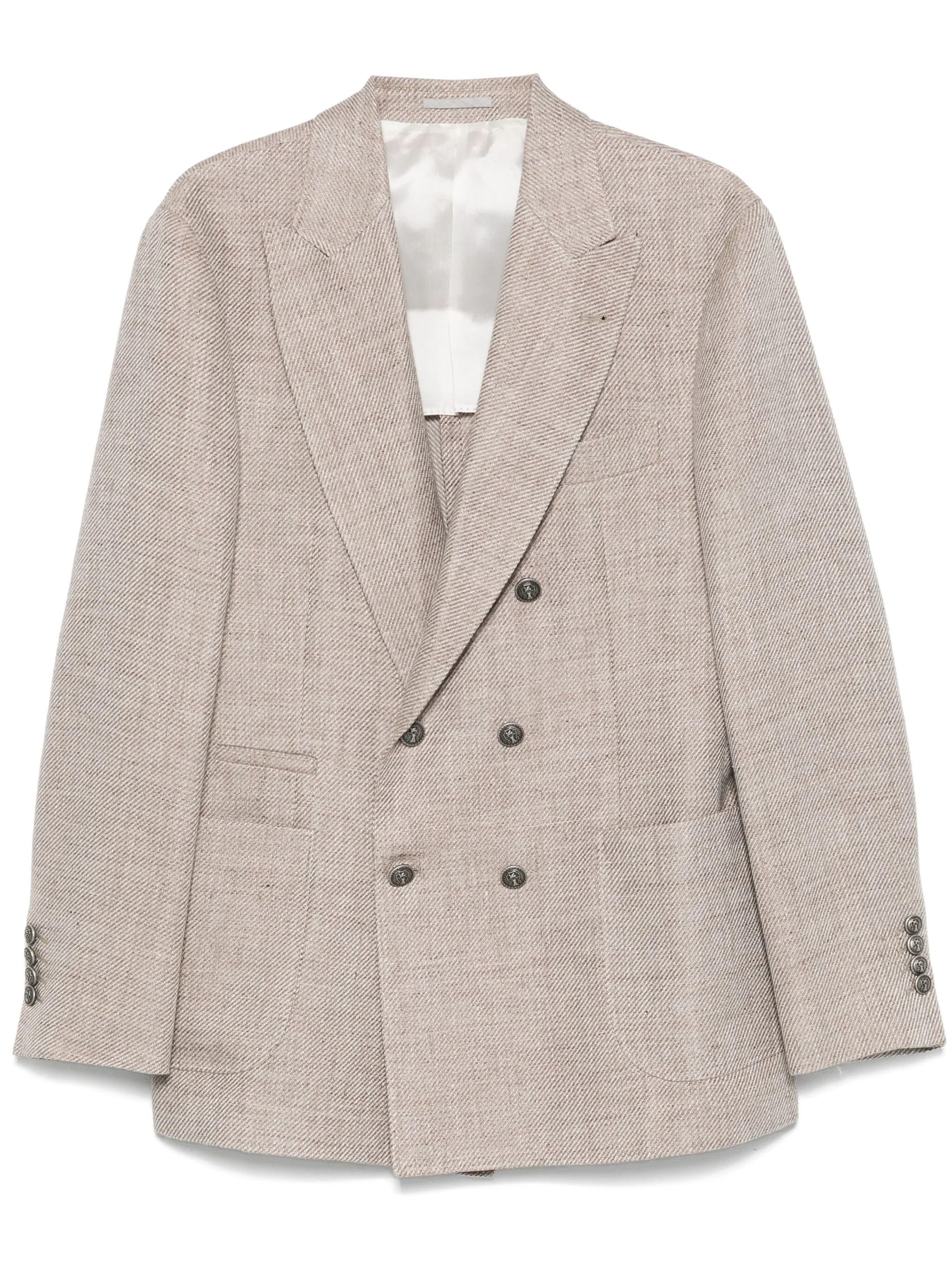Brunello Cucinelli o1y0526 Double-breasted Blazer in Beige Size US M / EU 48-50 / 2 - 1 Thumbnail