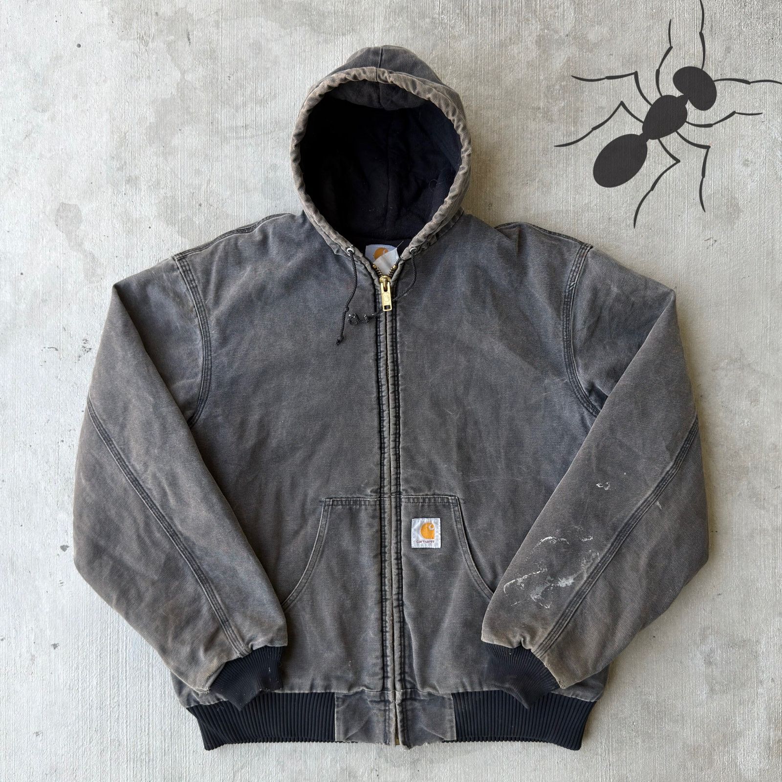 Carhartt × Vintage Vintage Y2K Carhartt faded black hooded work wear jacket Size US XL / EU 56 / 4 - 1 Thumbnail