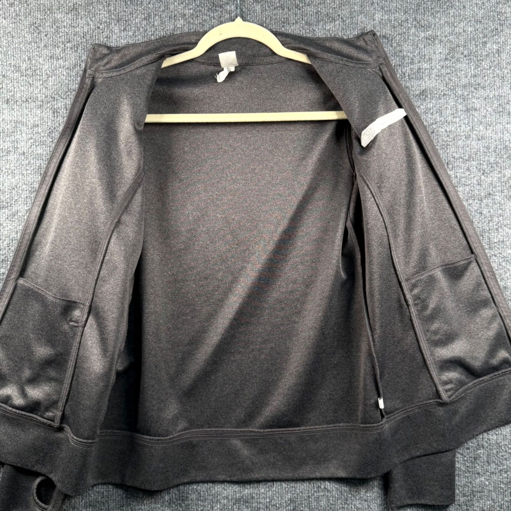Vintage Alo Sport Full Zip Jacket Women M/L Charcoal Grey Thumbholes Pockets Mock Neck Lightweight Activewear Athleisure Size L / US 10 / IT 46 - 3 Thumbnail