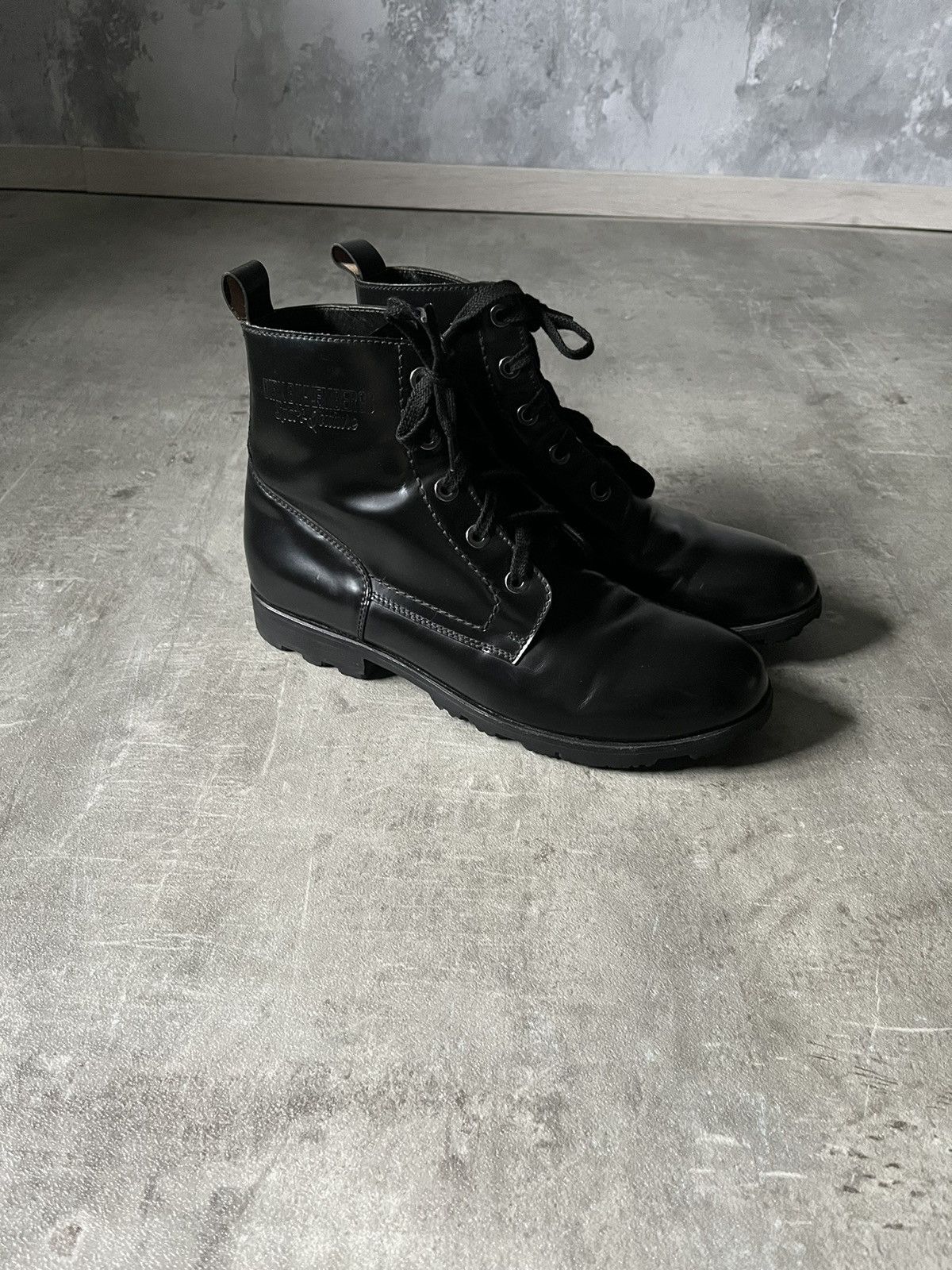 image of Dirk Bikkembergs Black Lace Heel Shoes Boots, Men's (Size 10)