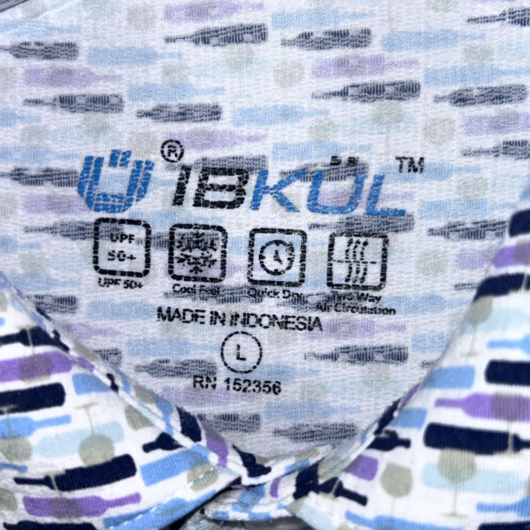 Vintage IBKUL Golf Polo Shirt Mens L White Long Sleeve UPF 50 Quick Dry Breathable Graphic Print Size US L / EU 52-54 / 3 - 3 Thumbnail